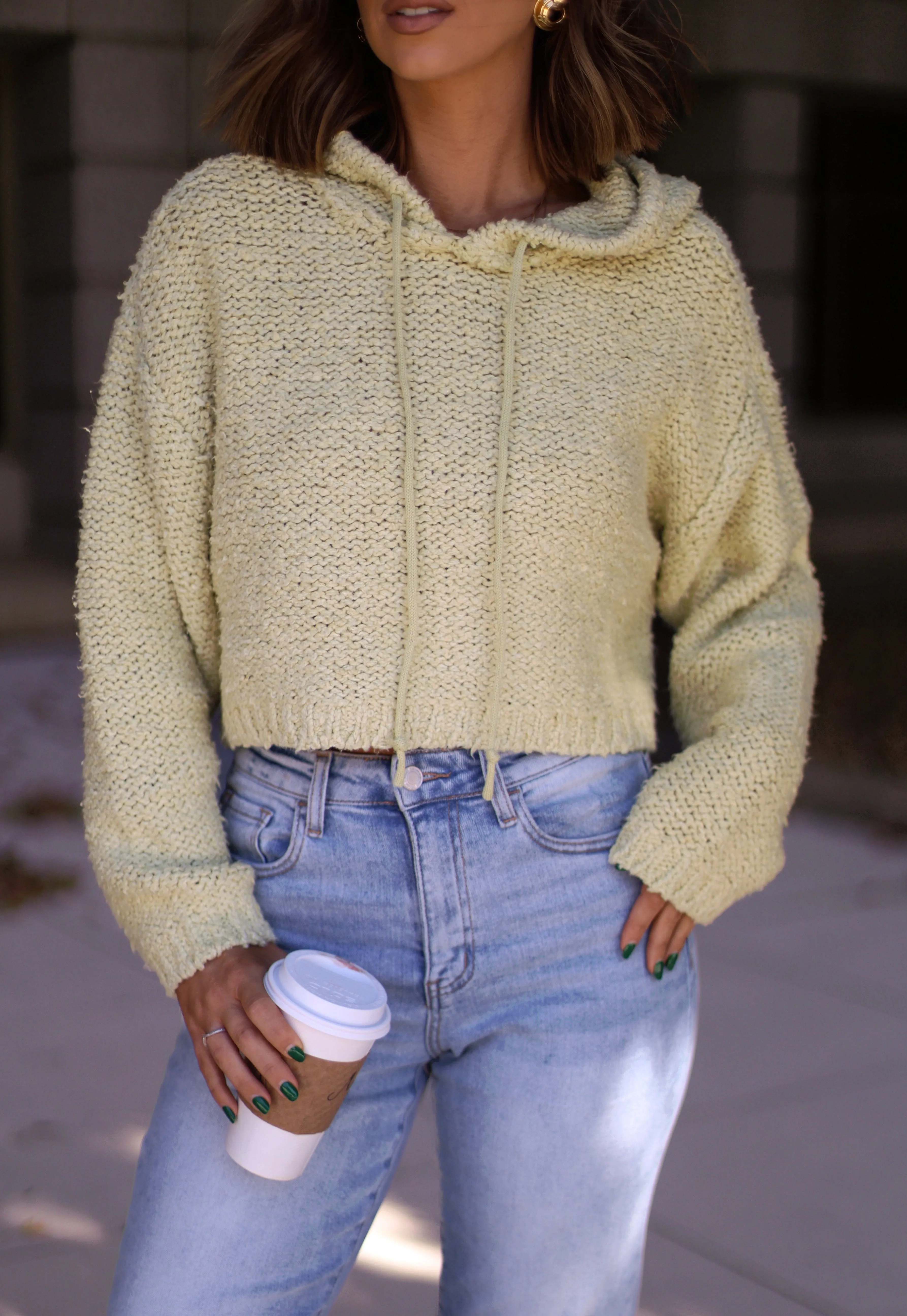 Lime Knit Pullover Hoodie sold by LANE 201 product image thumbnail 3