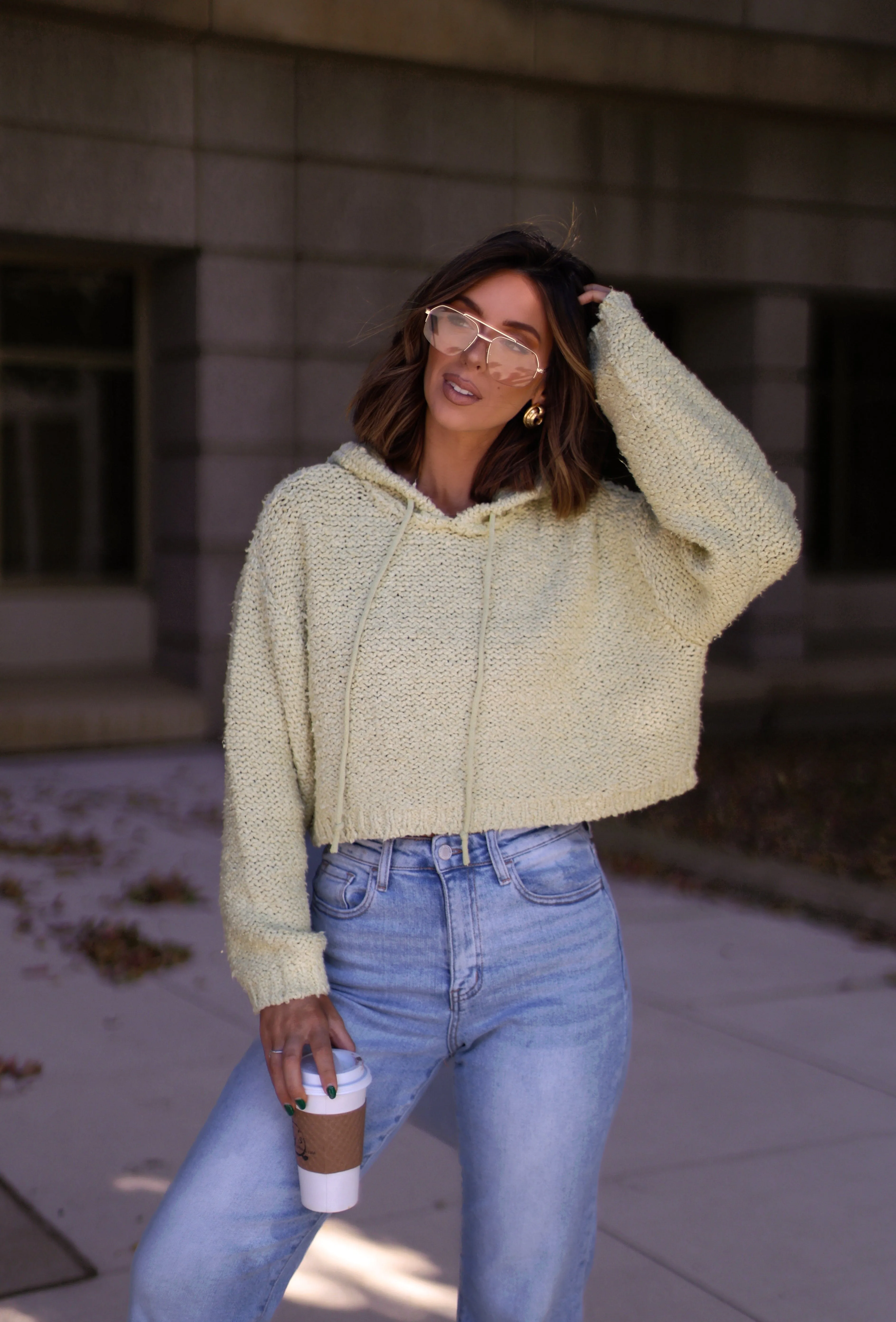 Lime Knit Pullover Hoodie sold by LANE 201 product image thumbnail 4