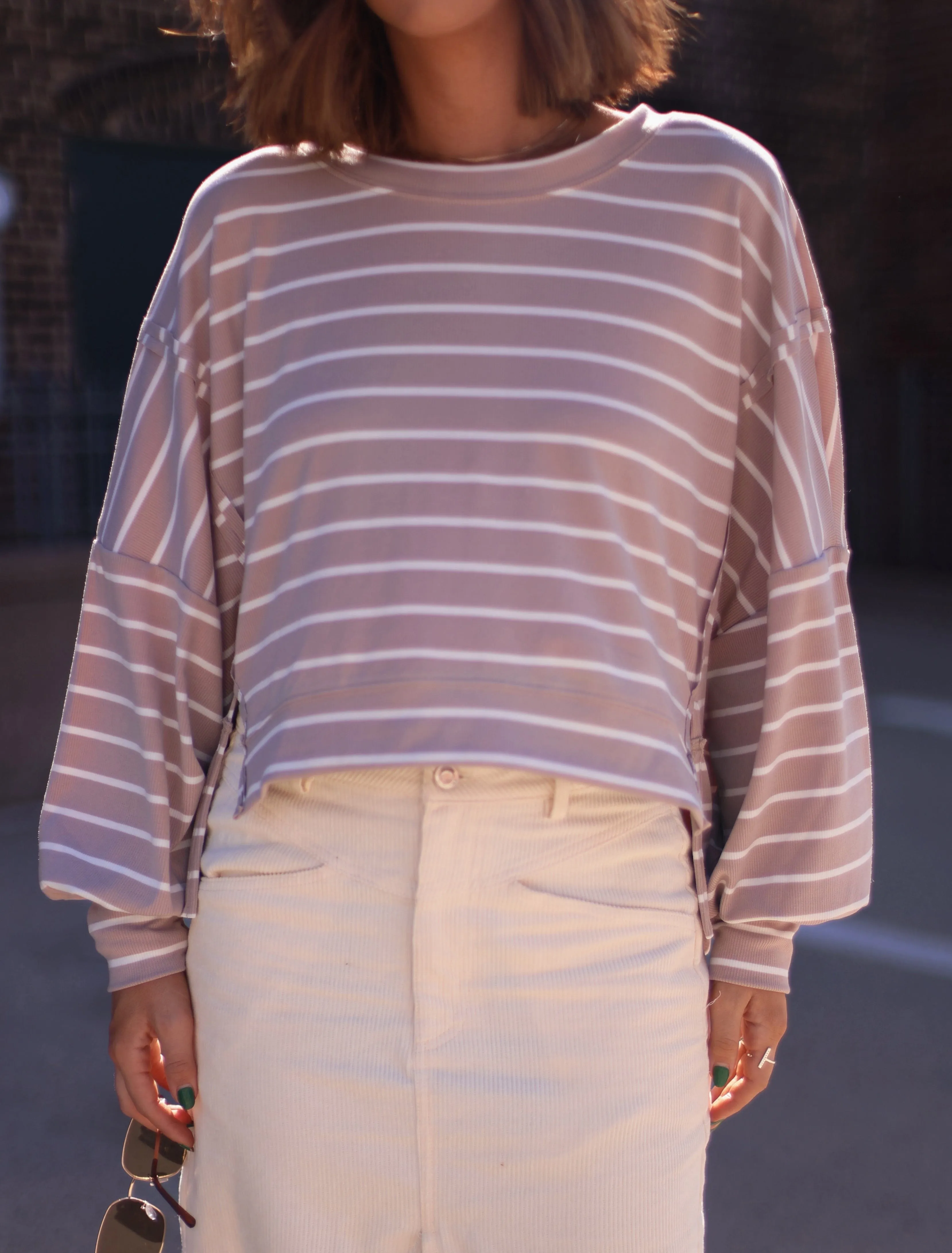 Striped Balloon Sleeve Top sold by LANE 201 product image thumbnail 3