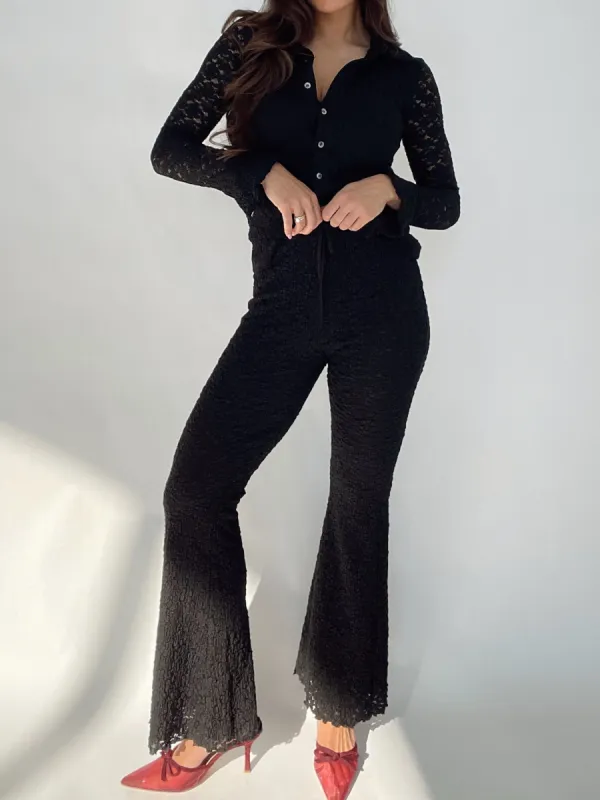 Floral Lace Flared Pants sold by LANE 201