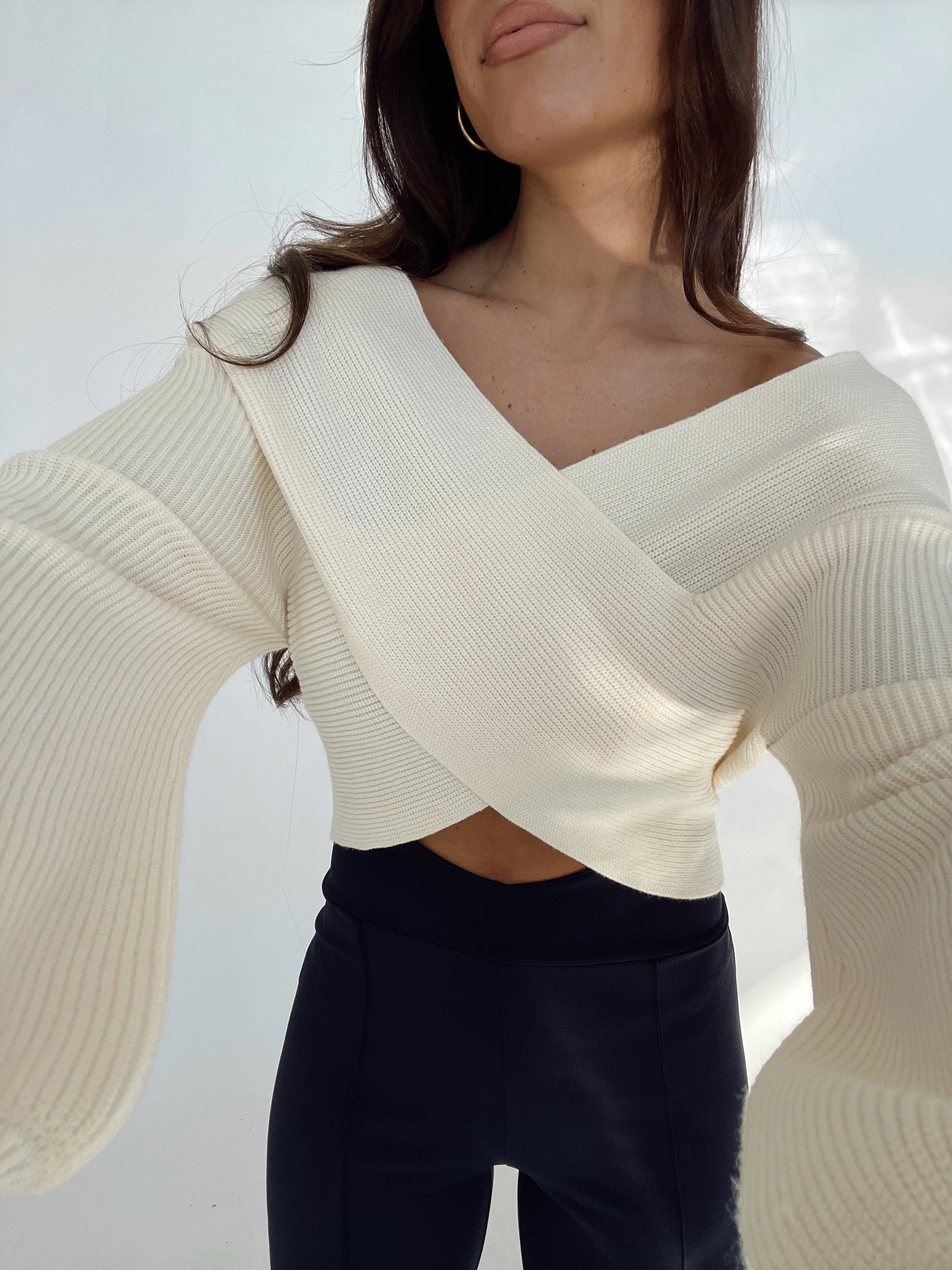 Cream Overlapped Sweater sold by LANE 201 product image thumbnail 2
