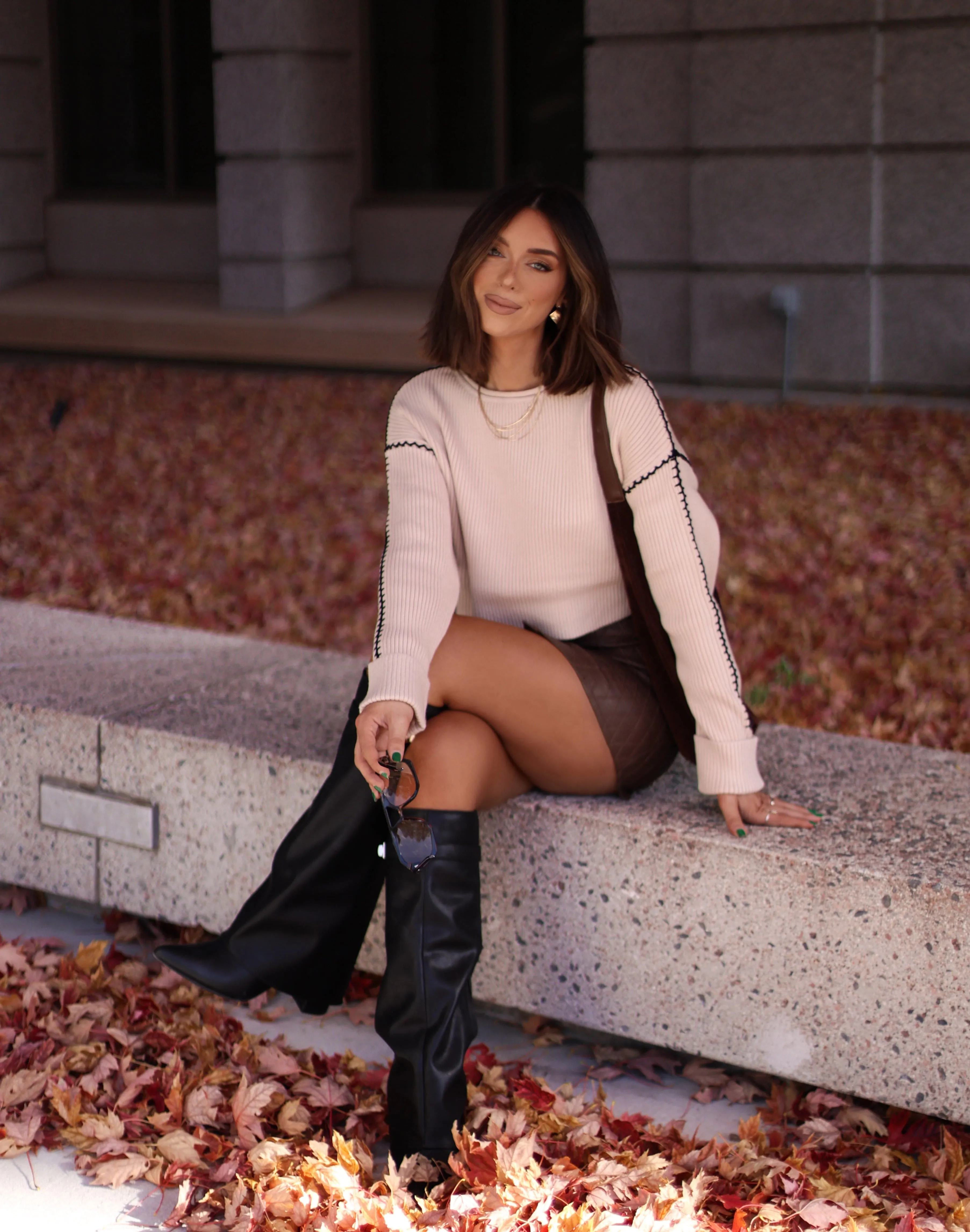 Stitched Cropped Sweater sold by LANE 201 product image thumbnail 4