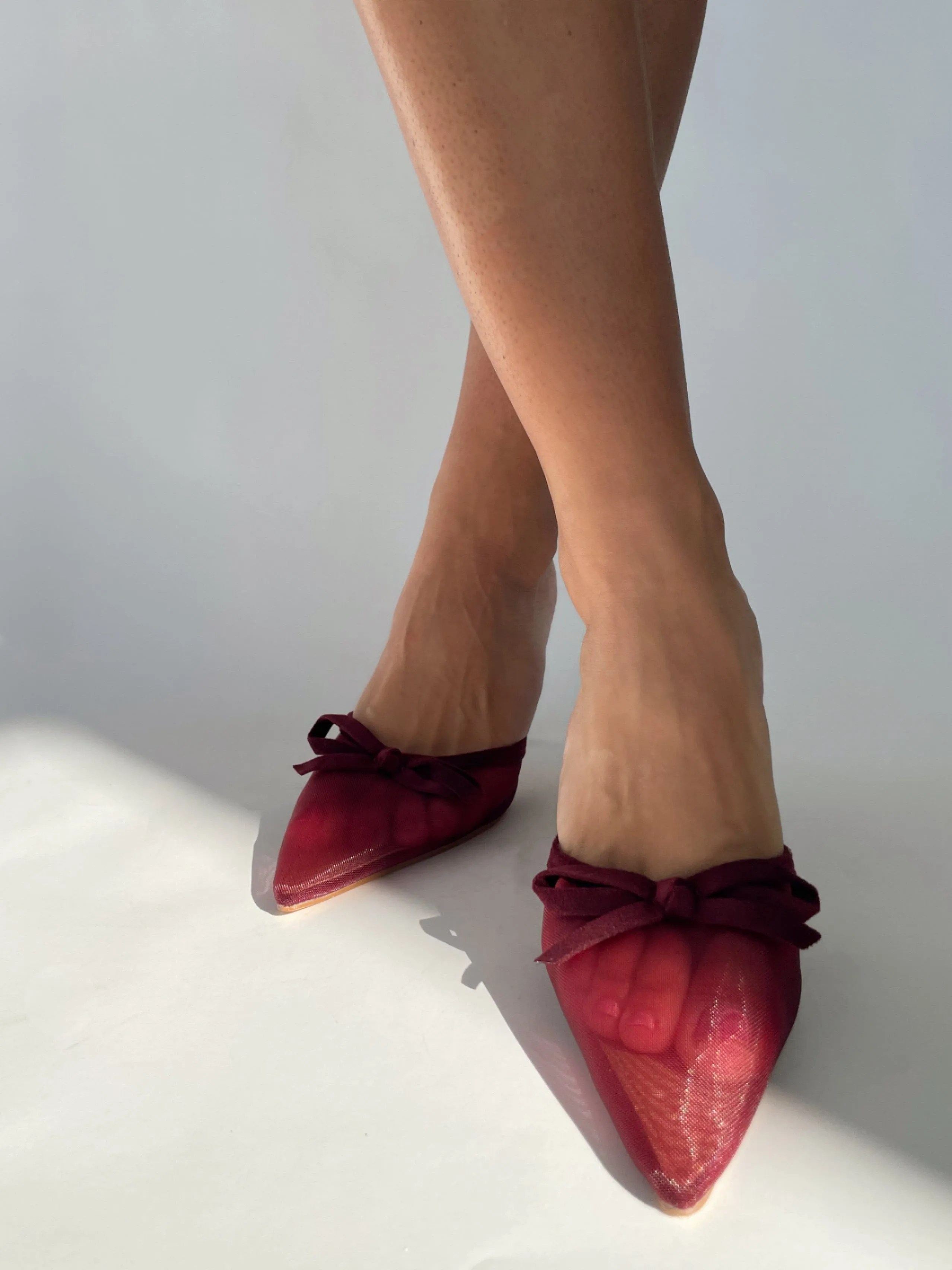 Cherry Mesh Bow Heel sold by LANE 201 product image thumbnail 2