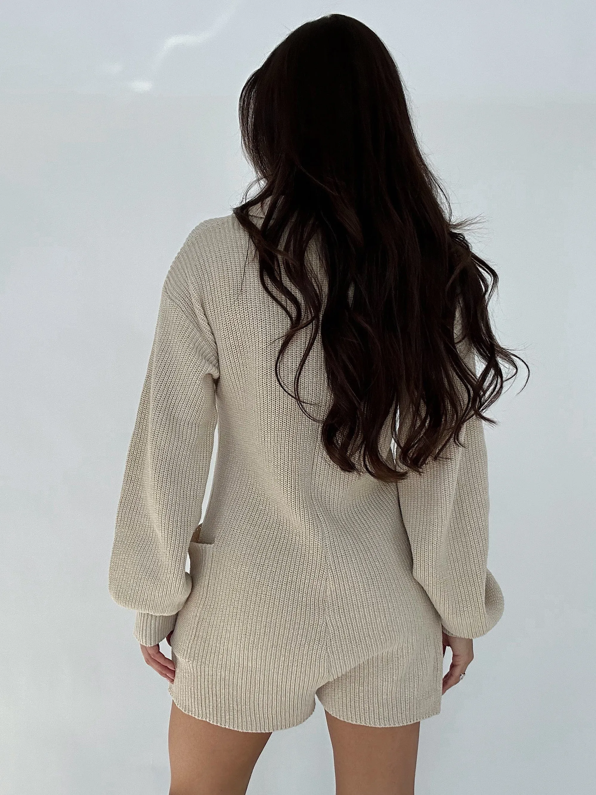 Cream Cozy Sweater Romper sold by LANE 201 product image thumbnail 2