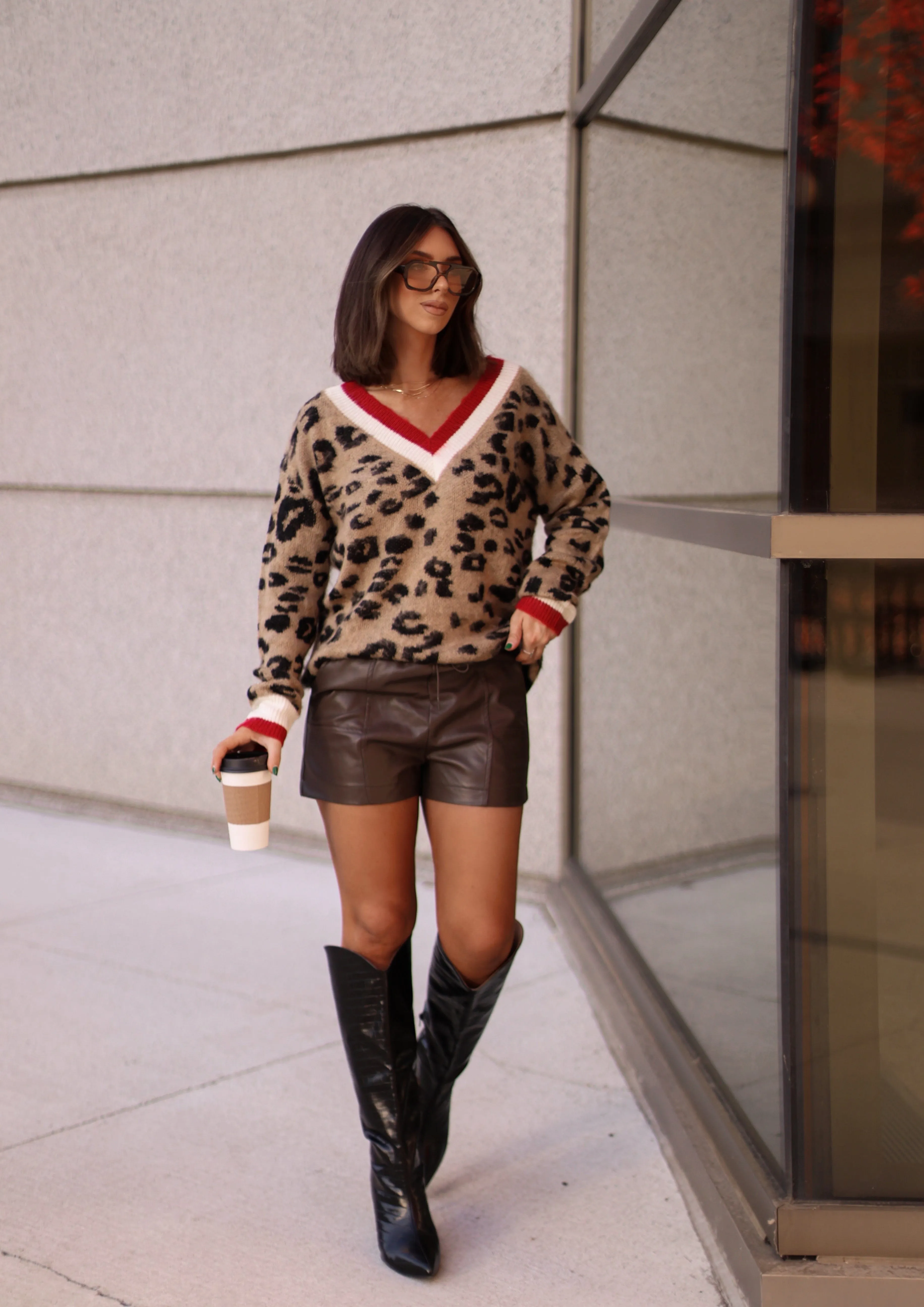 Leopard Brushed Varsity Sweater sold by LANE 201 product image thumbnail 4