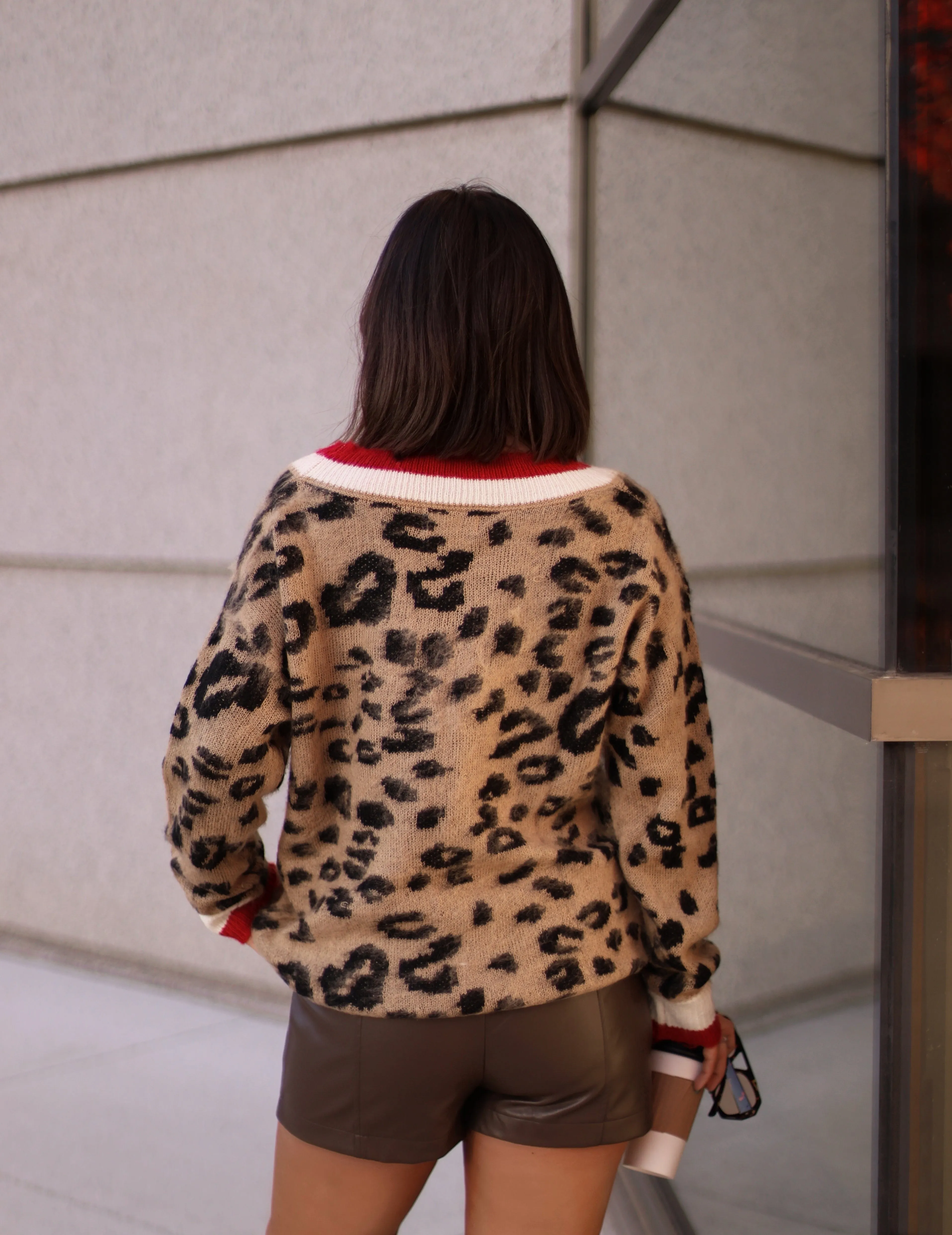 Leopard Brushed Varsity Sweater sold by LANE 201 product image thumbnail 3