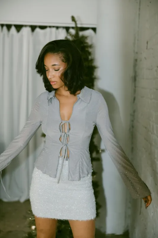 Silver Studded Front Tie Top sold by LANE 201