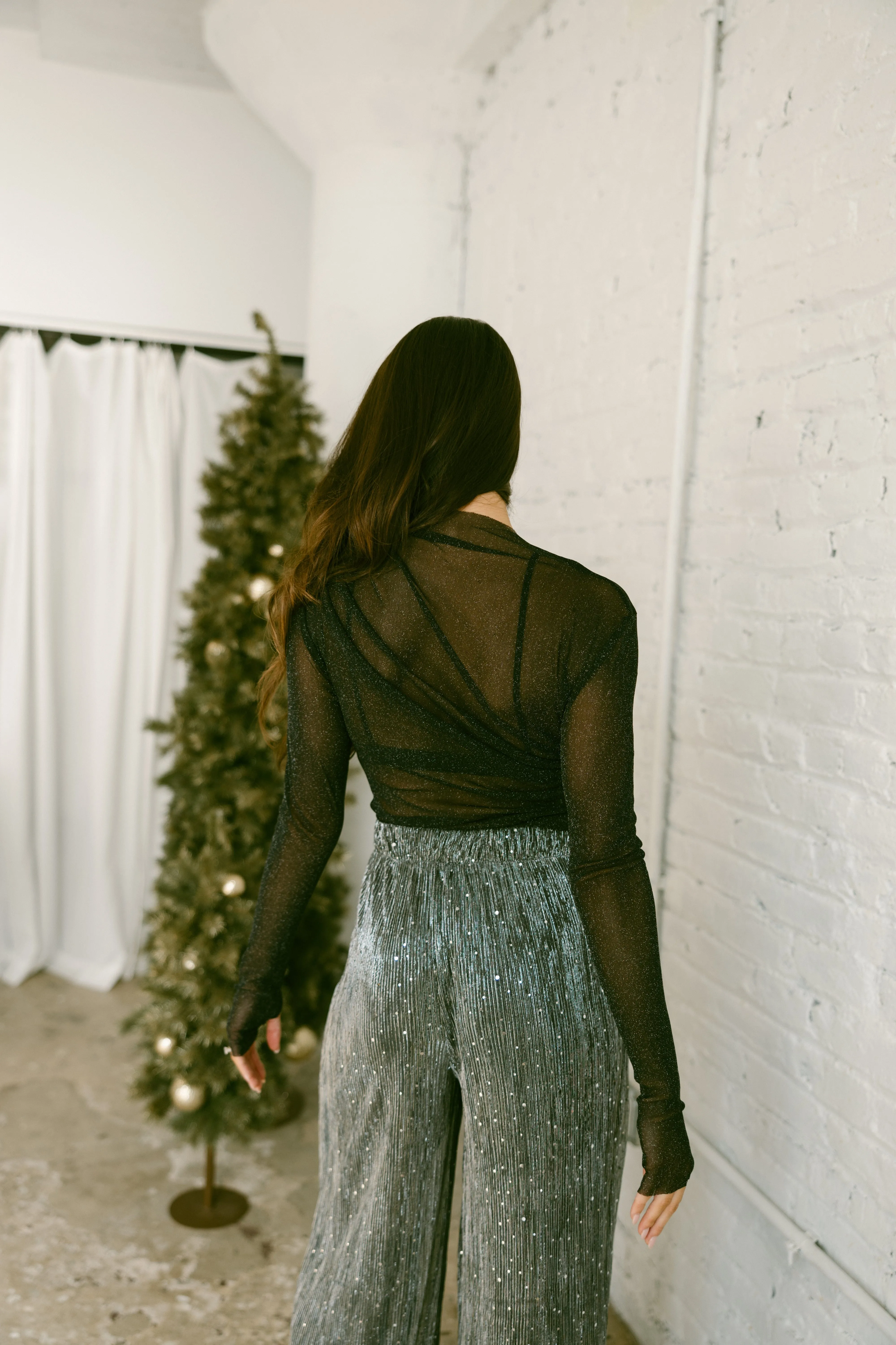 Sheer Mesh Draped Bodysuit sold by LANE 201 product image thumbnail 2