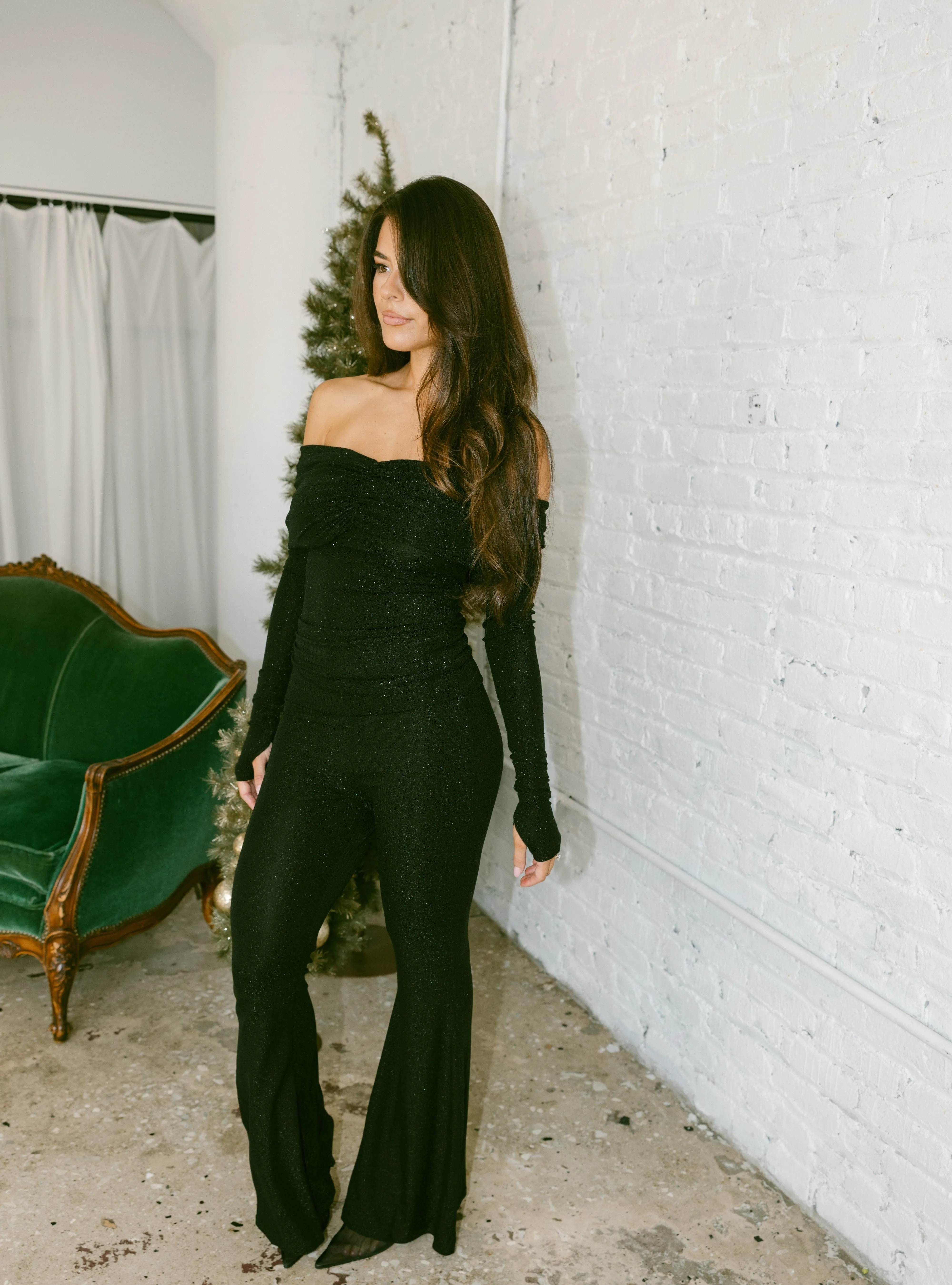 Shimmer Metallic Foldover Pants sold by LANE 201 product image thumbnail 4