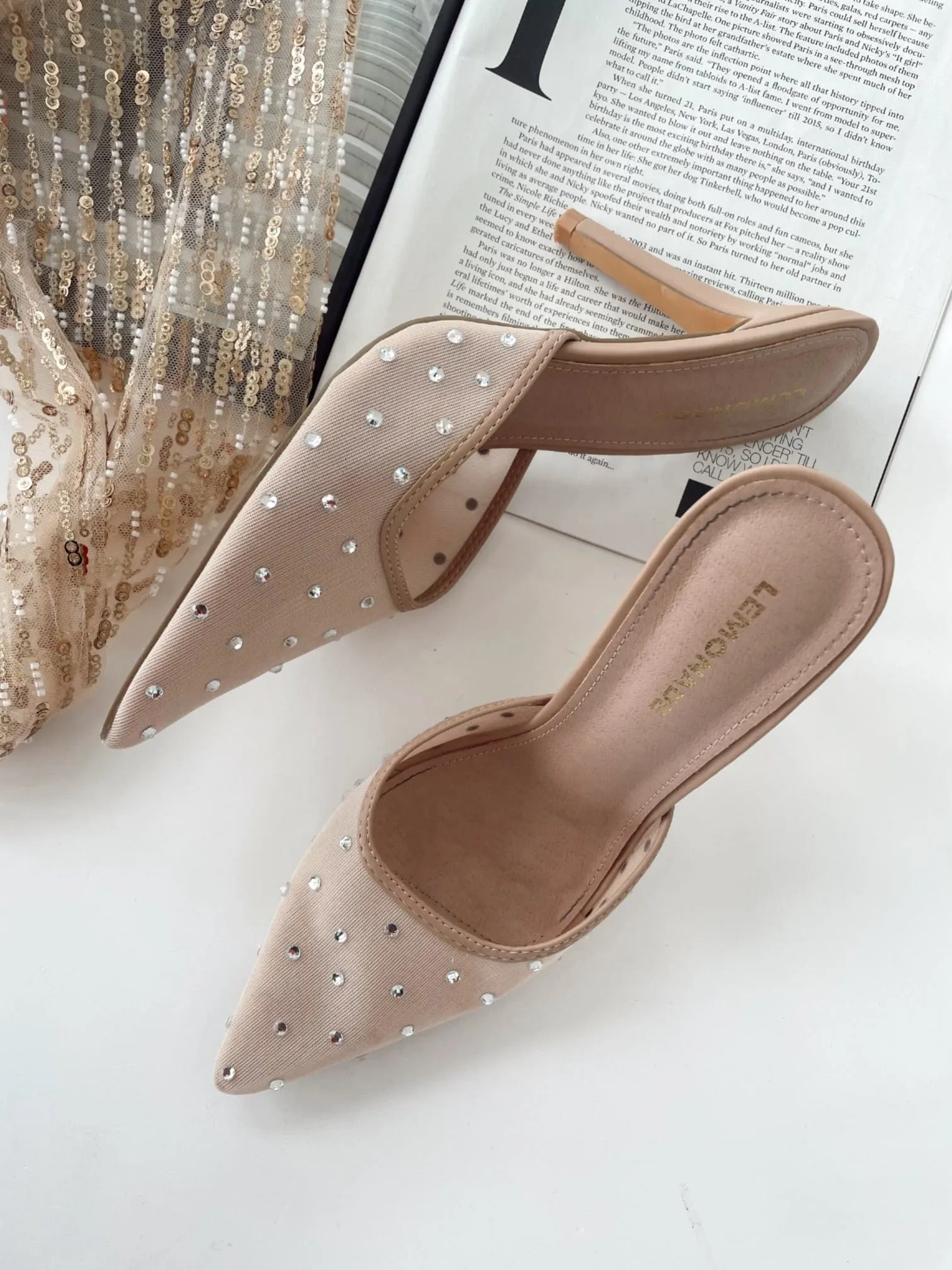 Mesh Rhinestone Heel sold by LANE 201 product image thumbnail 5