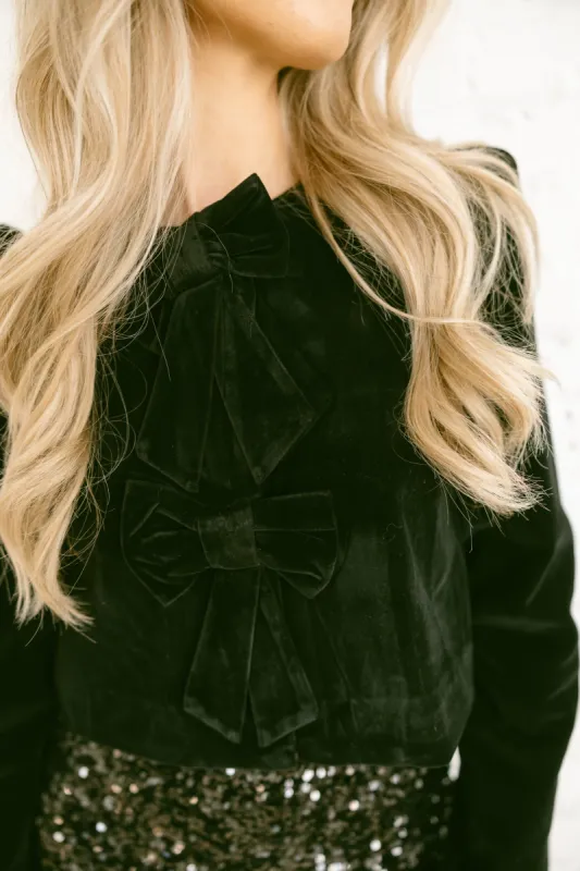 Black Velvet Bow Top sold by LANE 201