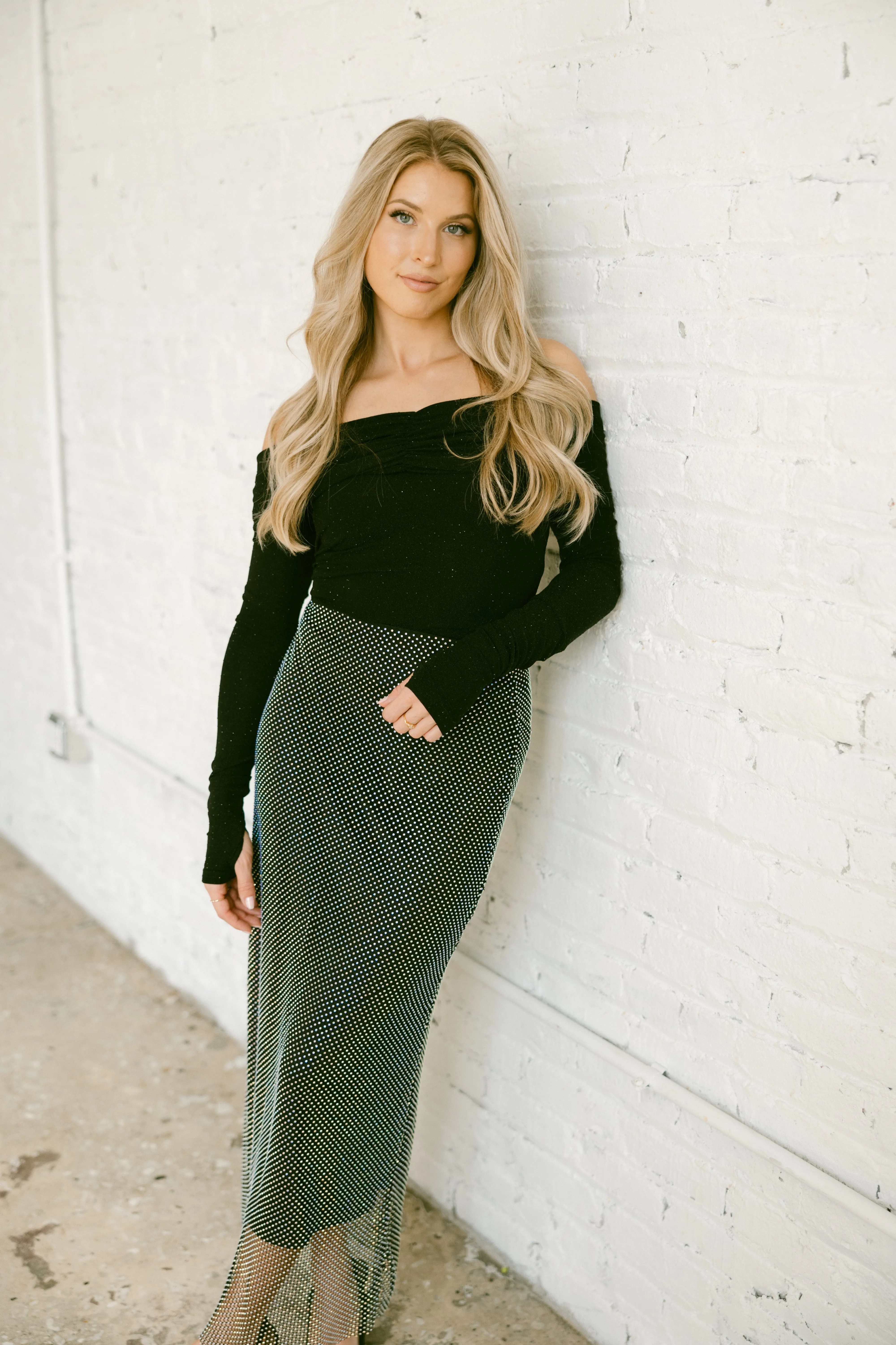 Black Rhinestone Midi Dress sold by LANE 201 product image thumbnail 3