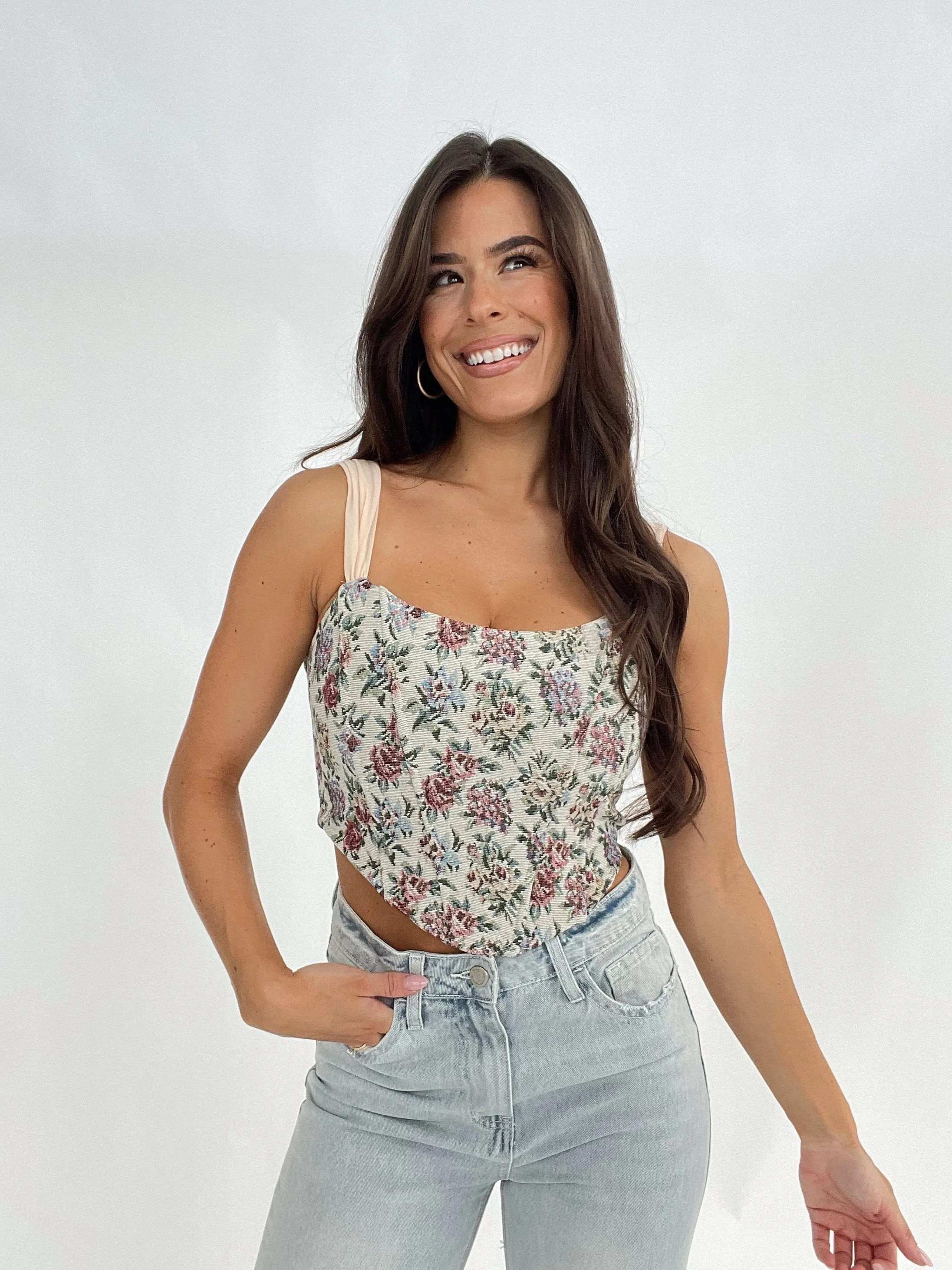Floral Flourish Corset Top sold by LANE 201
