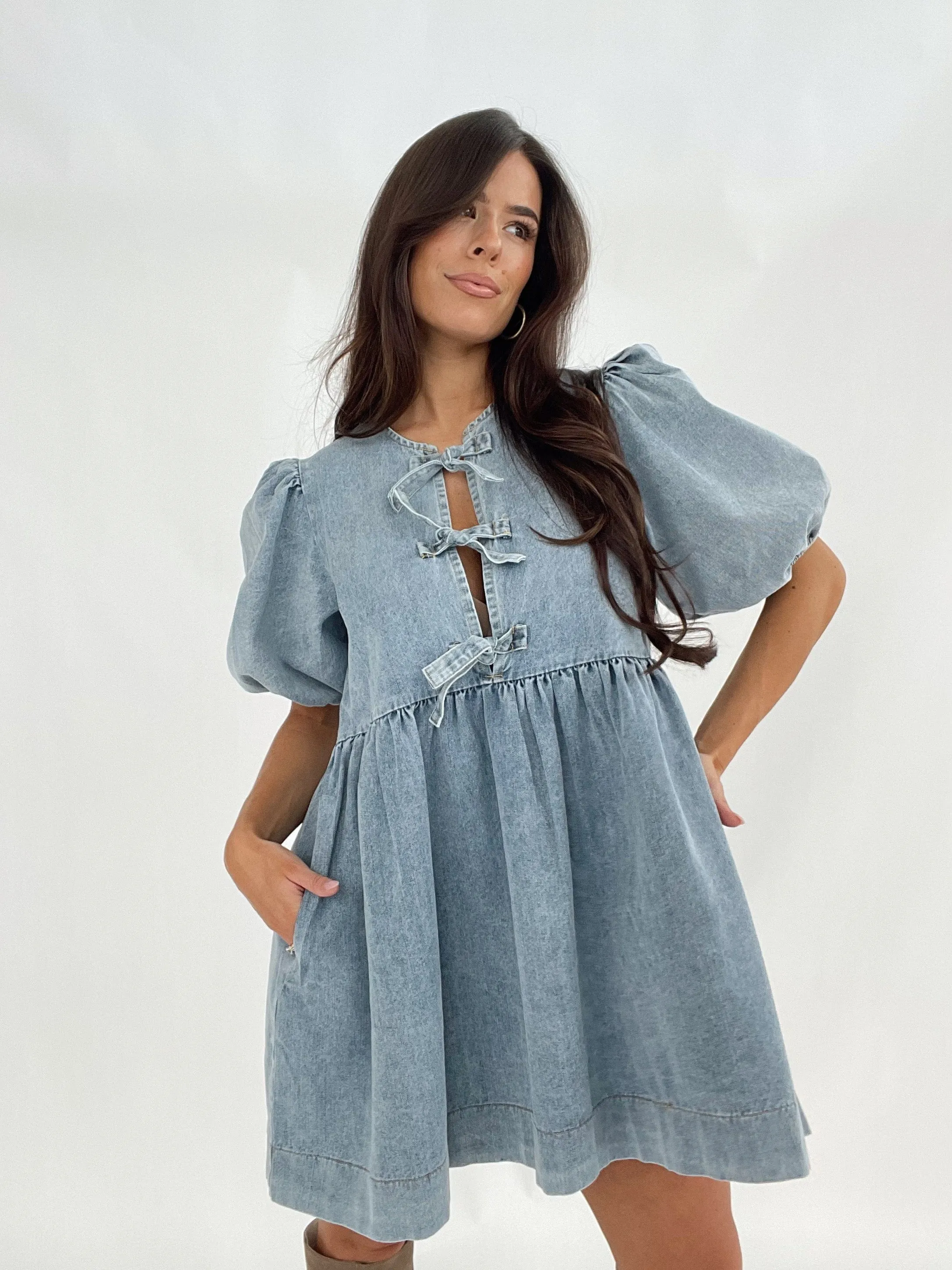 Lorena Denim Dress sold by LANE 201 product image thumbnail 4