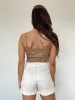 Tan Faux Leather Bodysuit sold by LANE 201