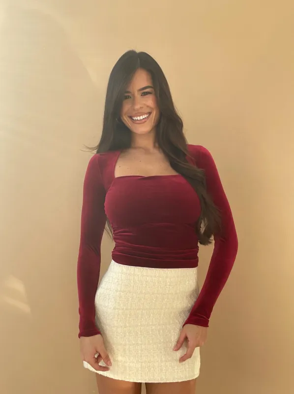 Burgundy Velvet Top made by LANE 201