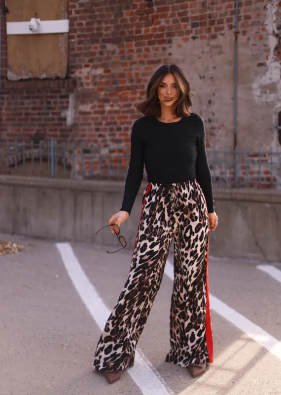 Leopard Drawstring Pants sold by LANE 201