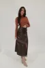 Chocolate Faux Leather Skirt sold by LANE 201