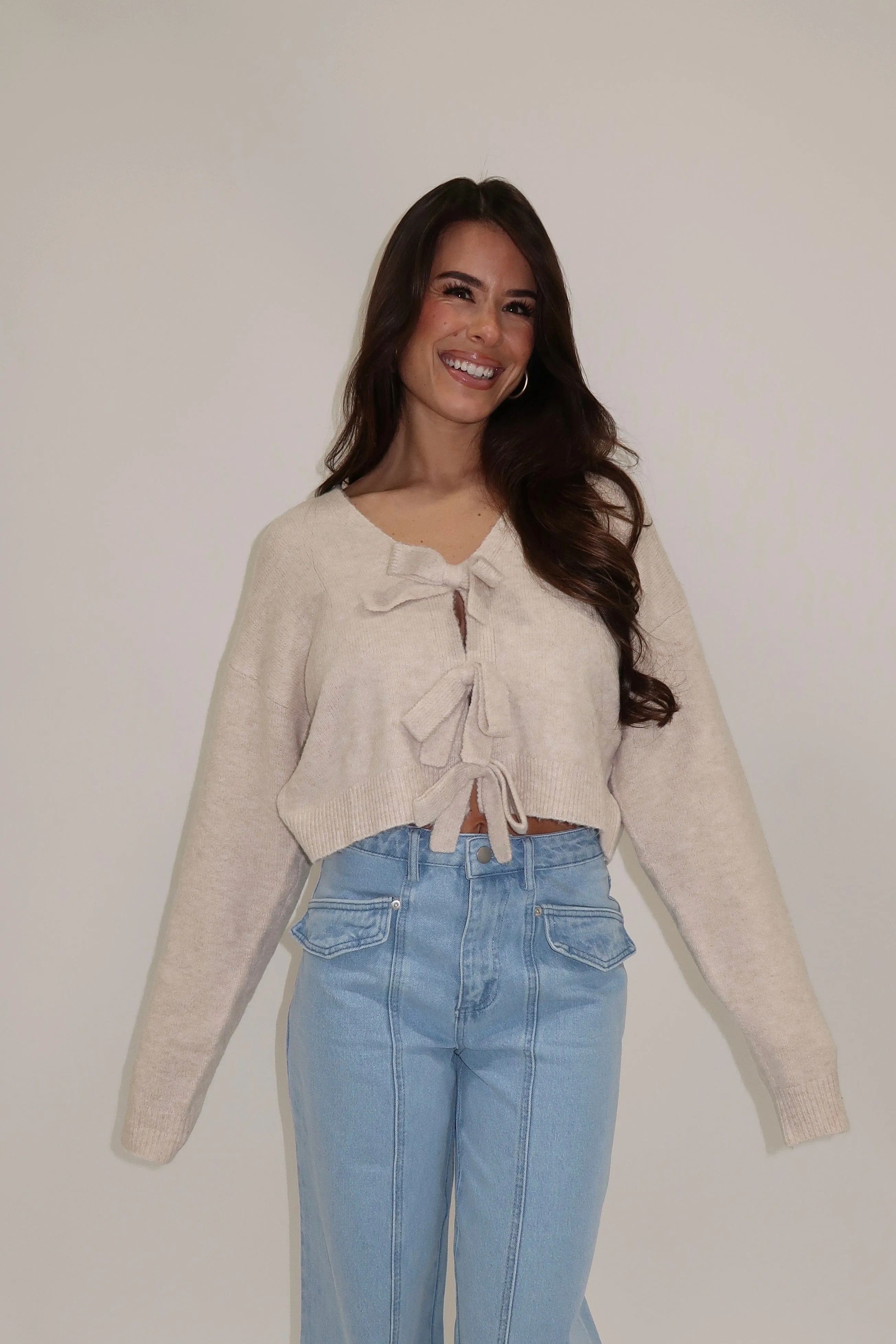 Knit Bow Sweater Top sold by LANE 201