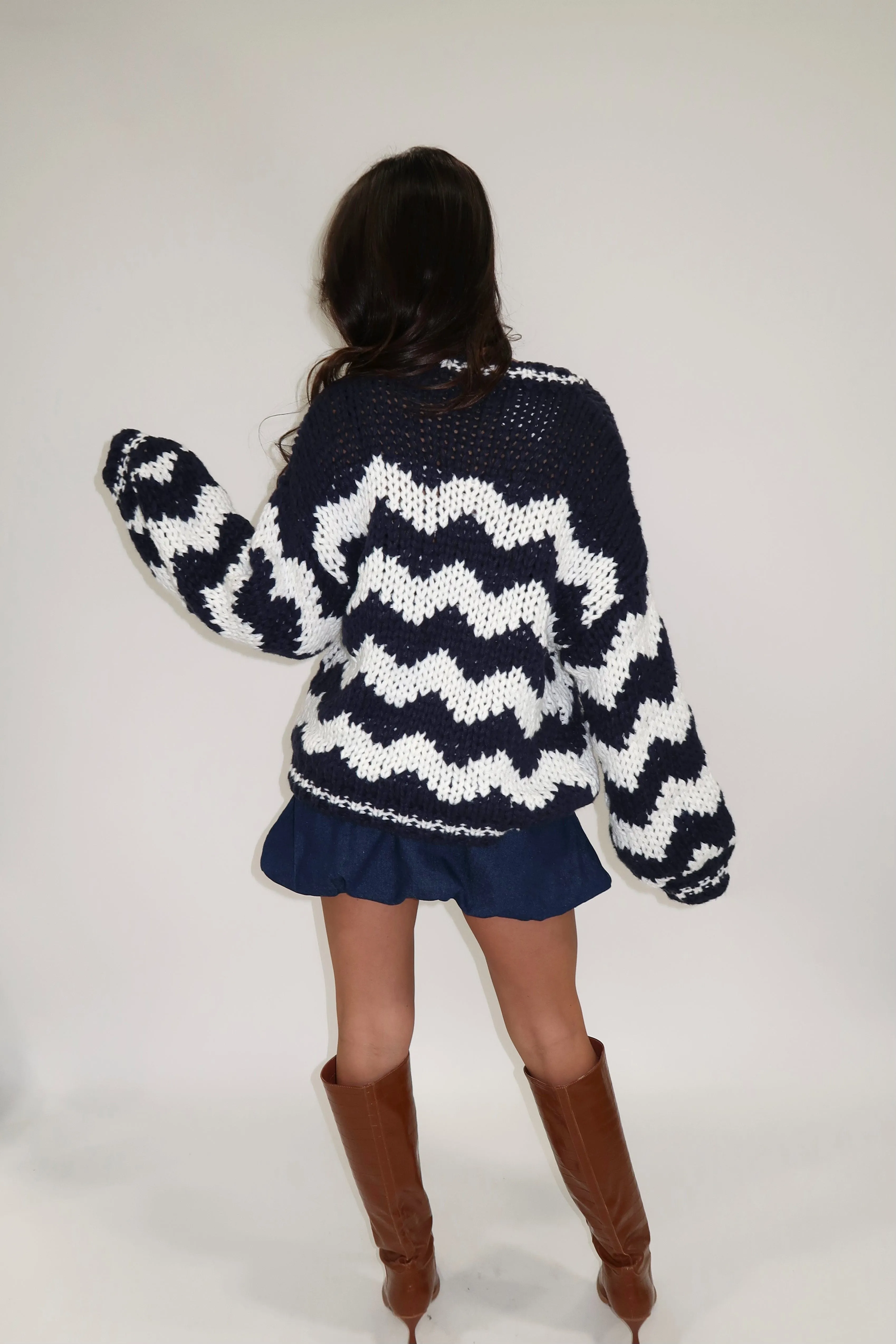 Navy Chevron Knit Sweater sold by LANE 201 product image thumbnail 2