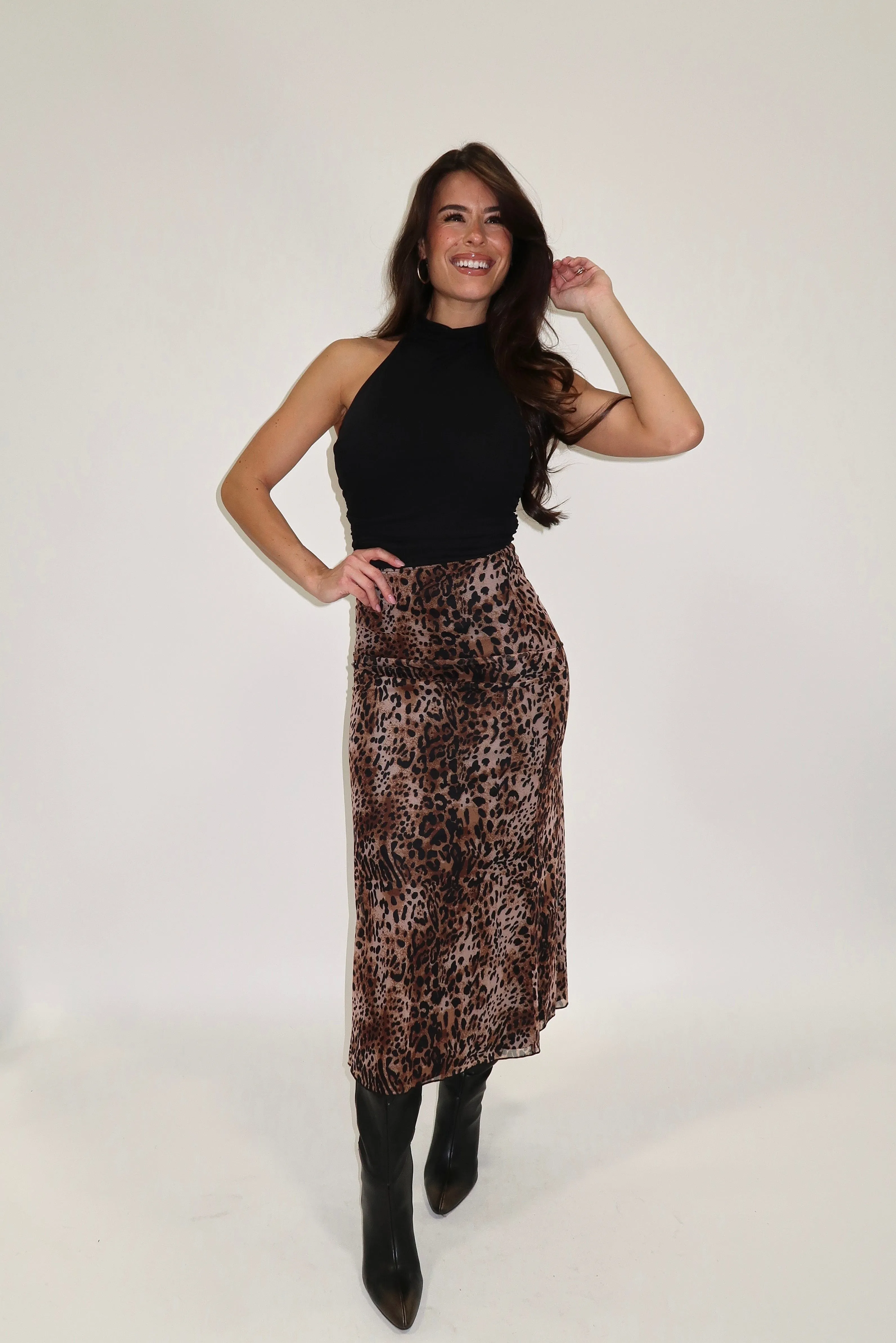 Leopard Print Mesh Skirt sold by LANE 201