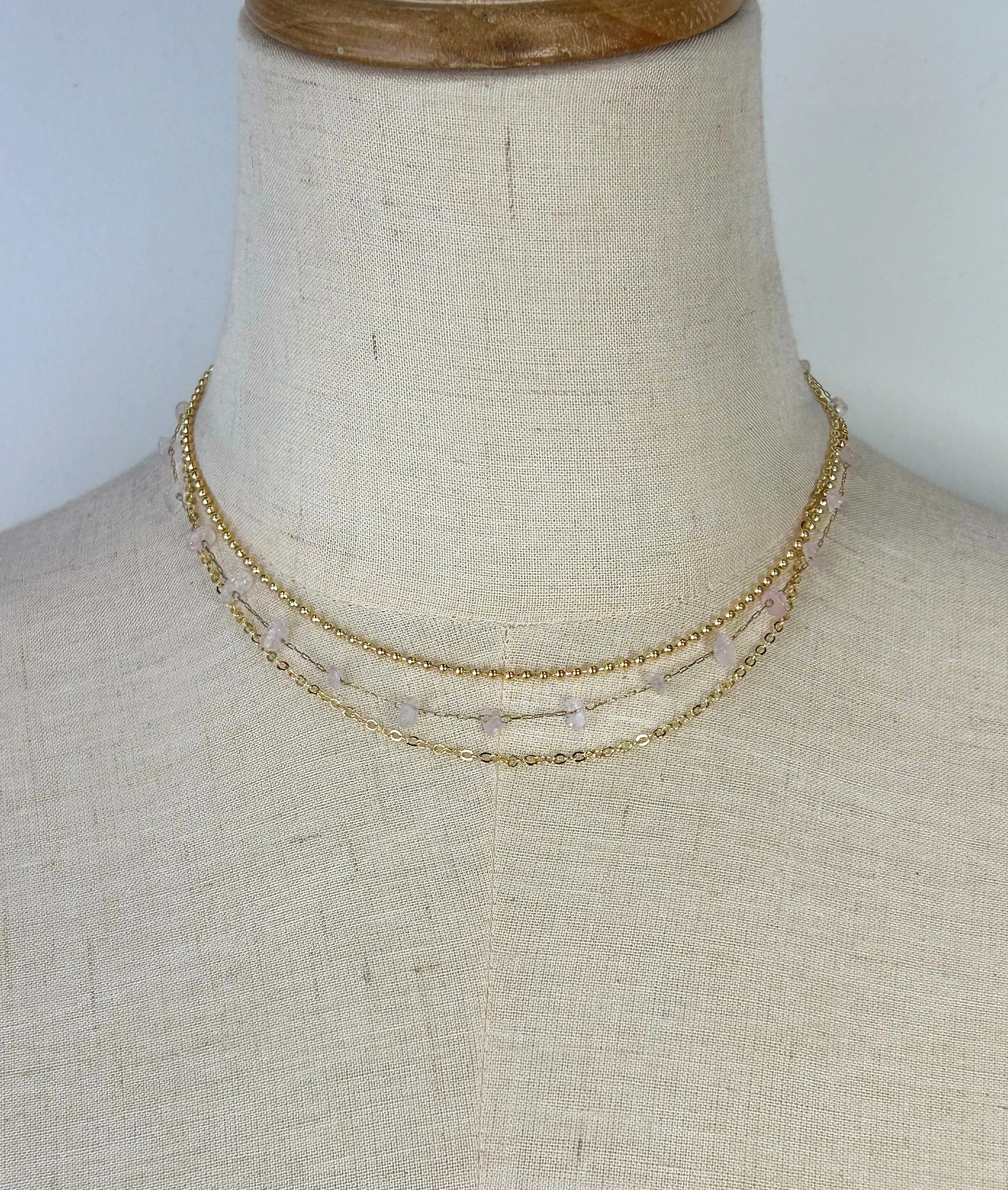 Rose Stone Trio Necklace sold by LANE 201