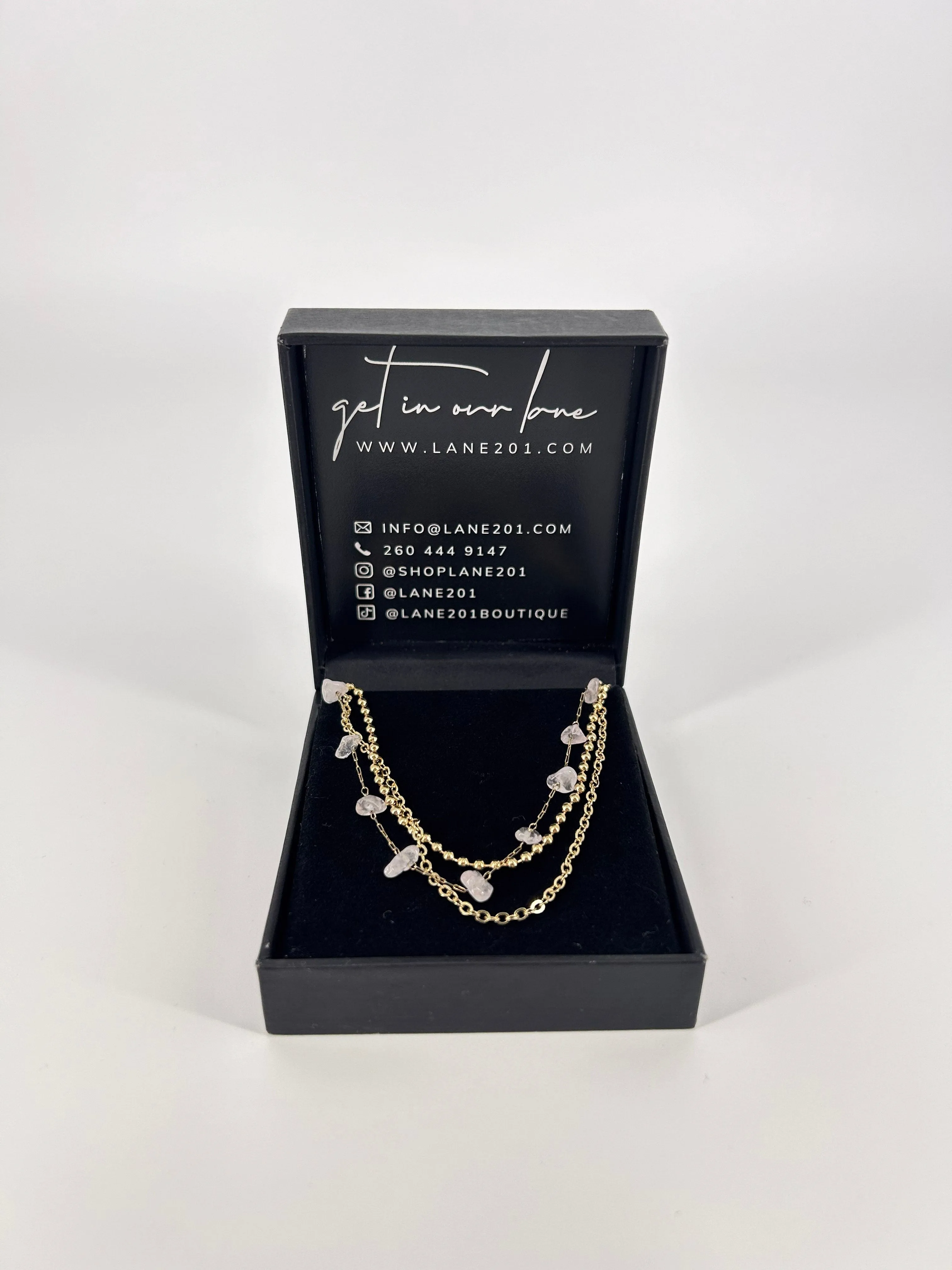 Rose Stone Trio Necklace sold by LANE 201 product image thumbnail 2