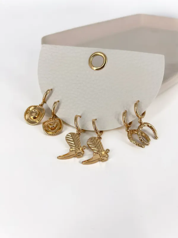 Golden Frontier Charm Hoops sold by LANE 201