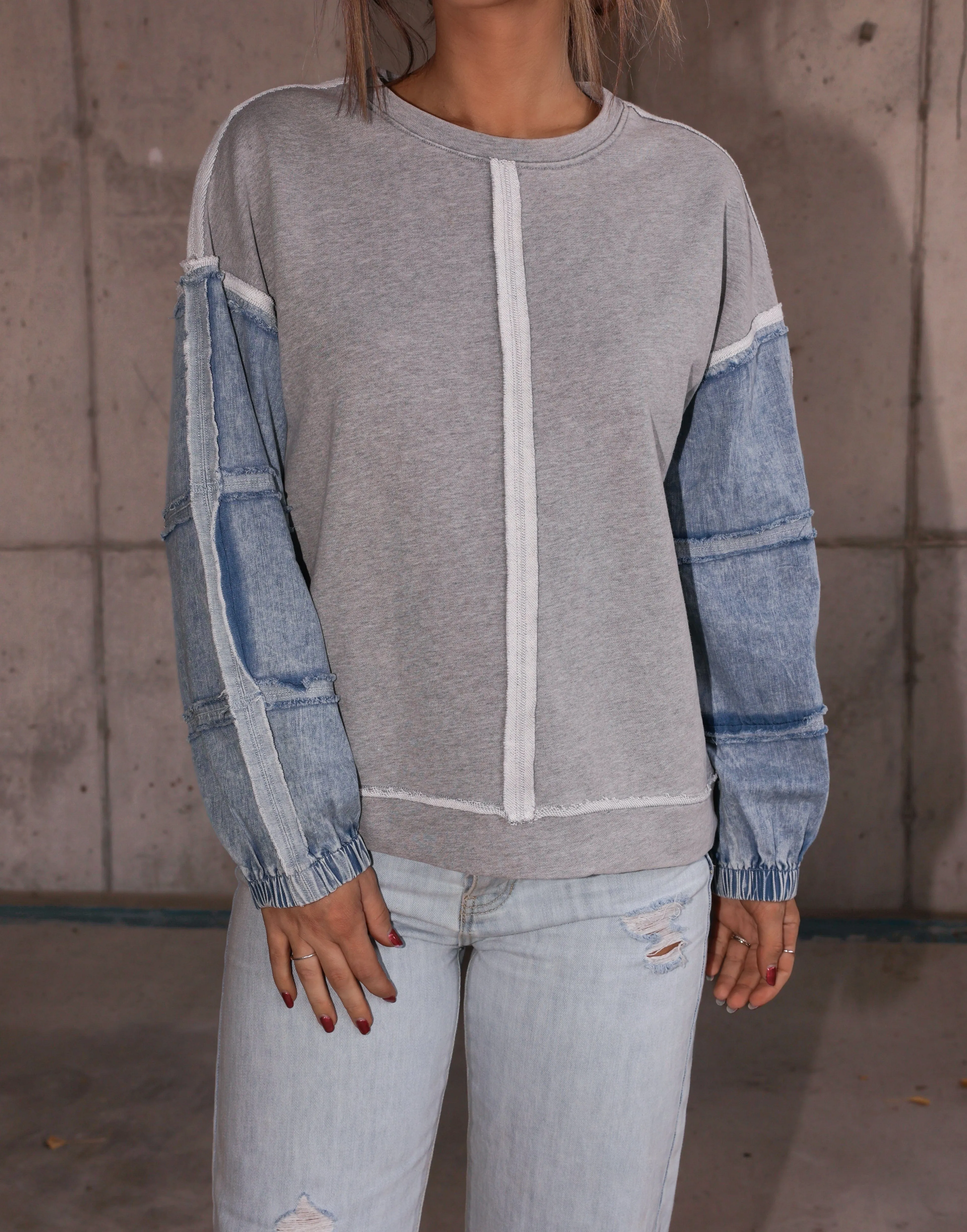 Washed Oversized Denim Top sold by LANE 201 product image thumbnail 2