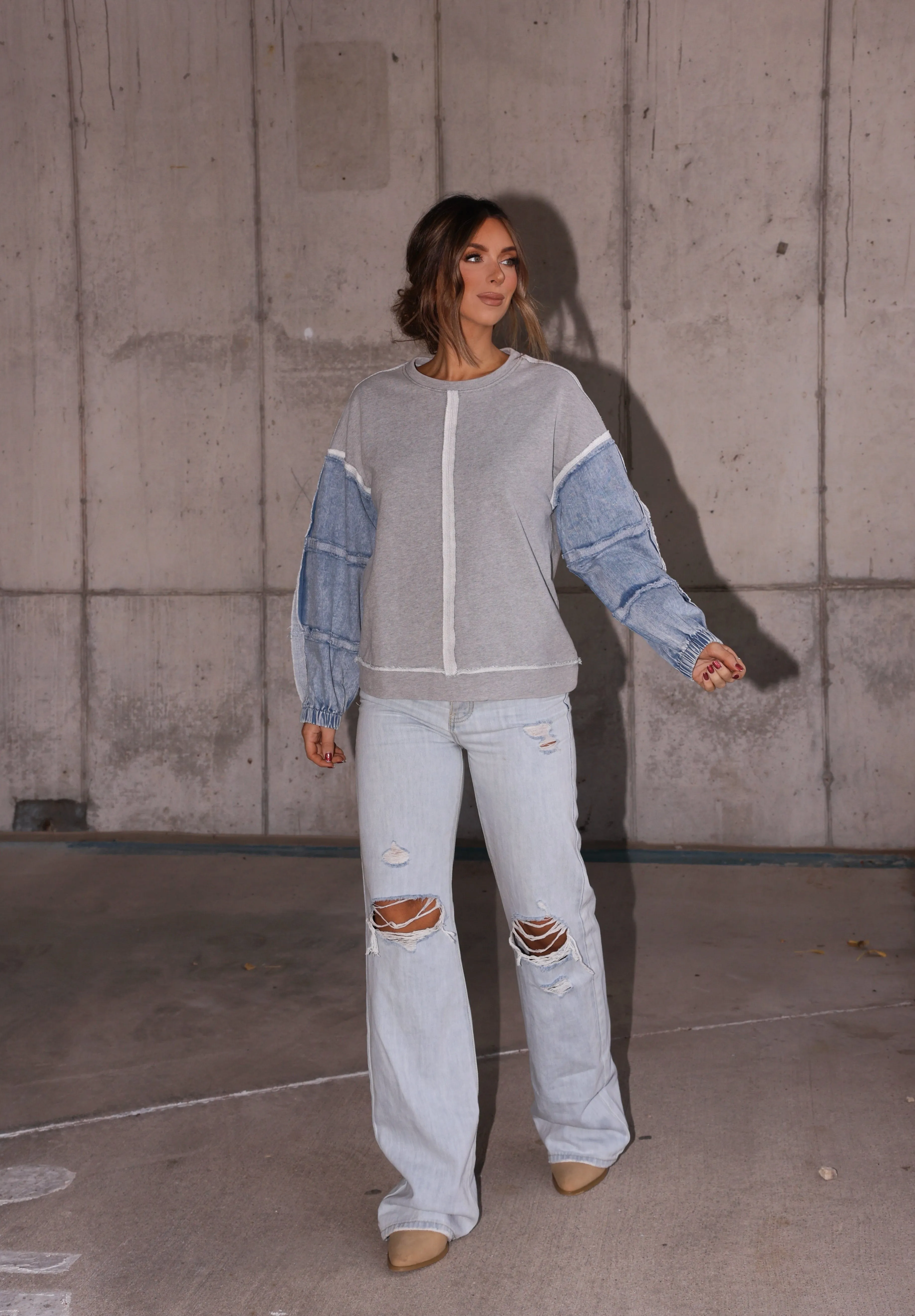 Washed Oversized Denim Top sold by LANE 201 product image thumbnail 4