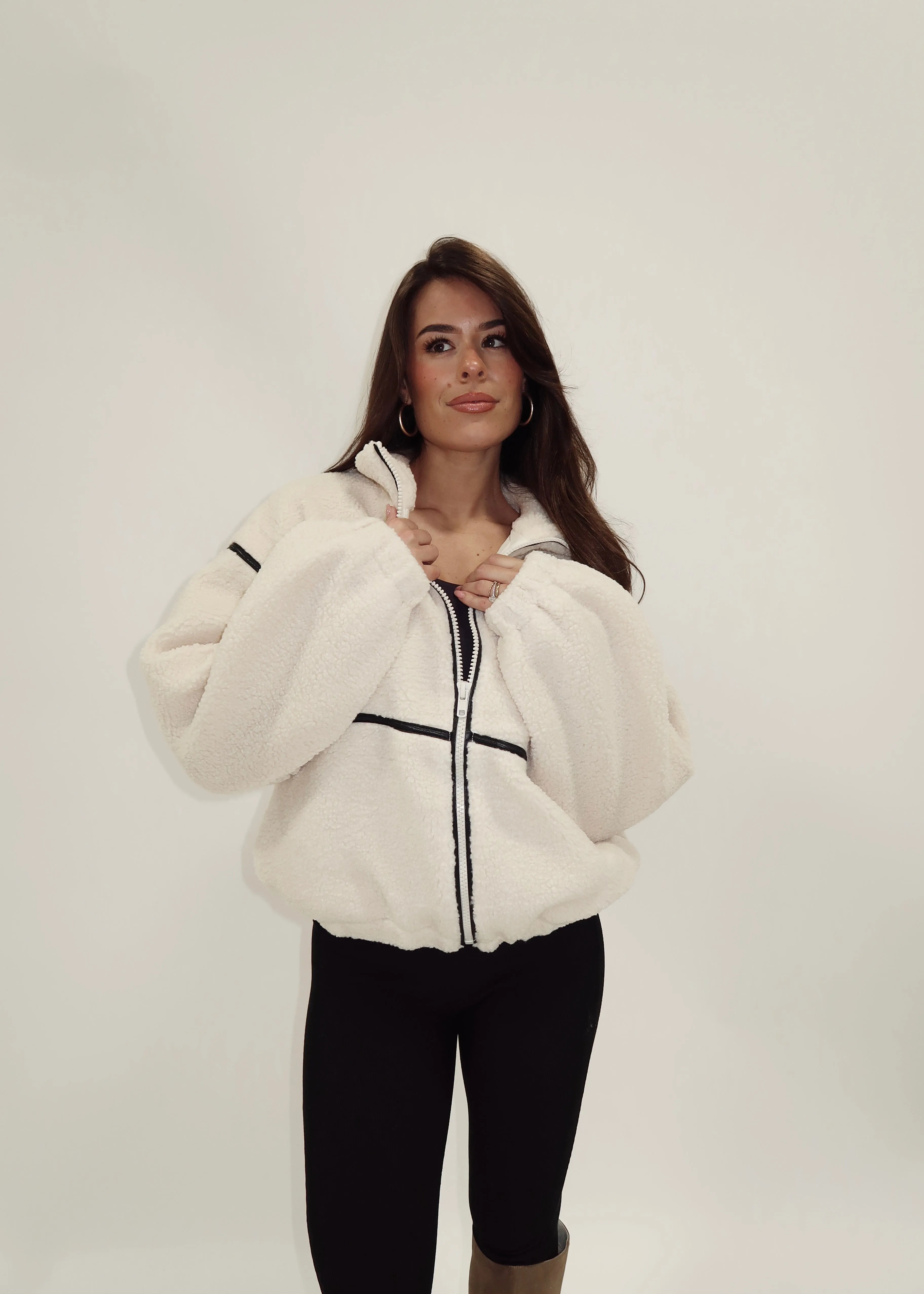 Luxe Leather Lined Sherpa Jacket sold by LANE 201 product image thumbnail 3