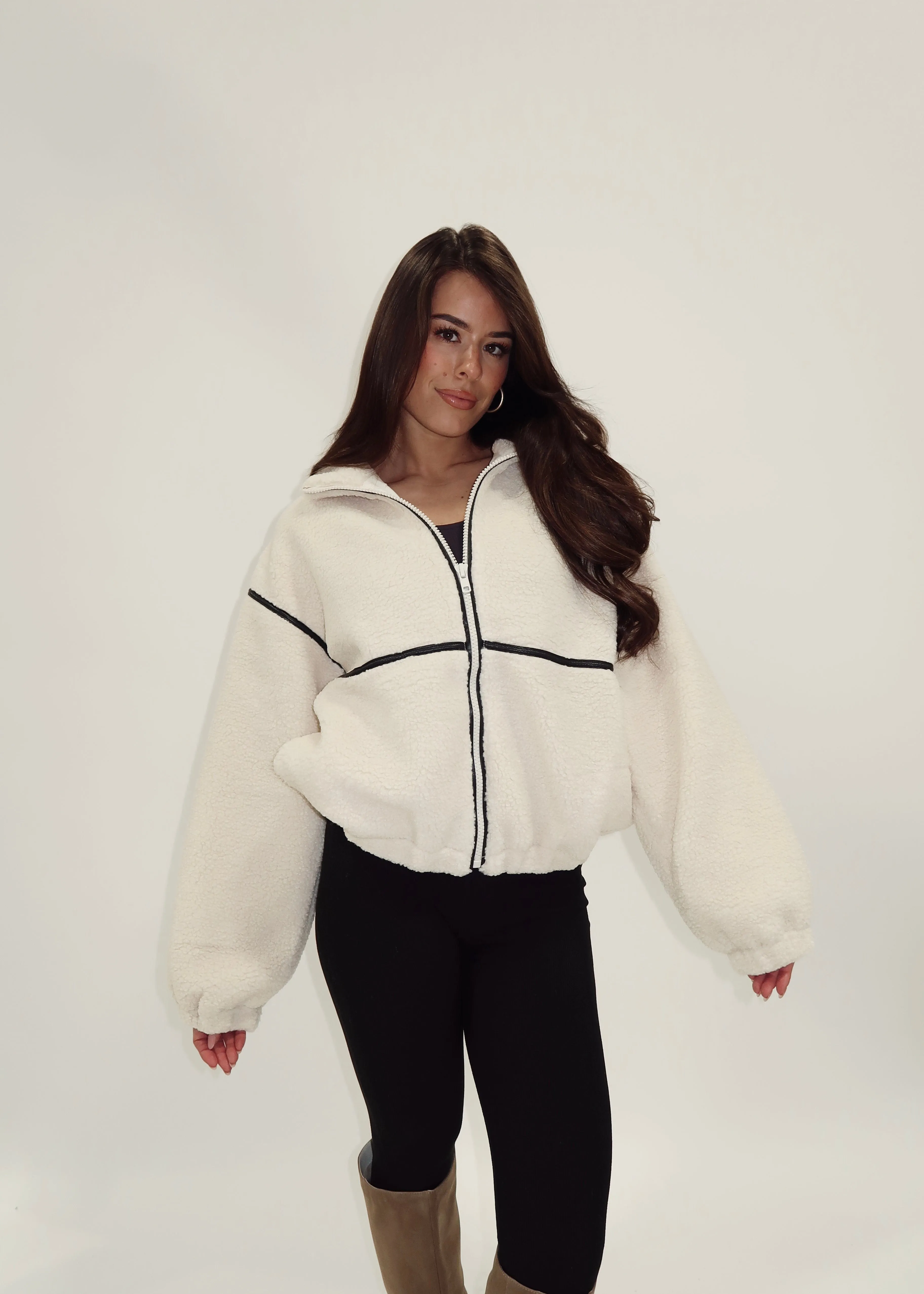 Luxe Leather Lined Sherpa Jacket sold by LANE 201 product image thumbnail 5