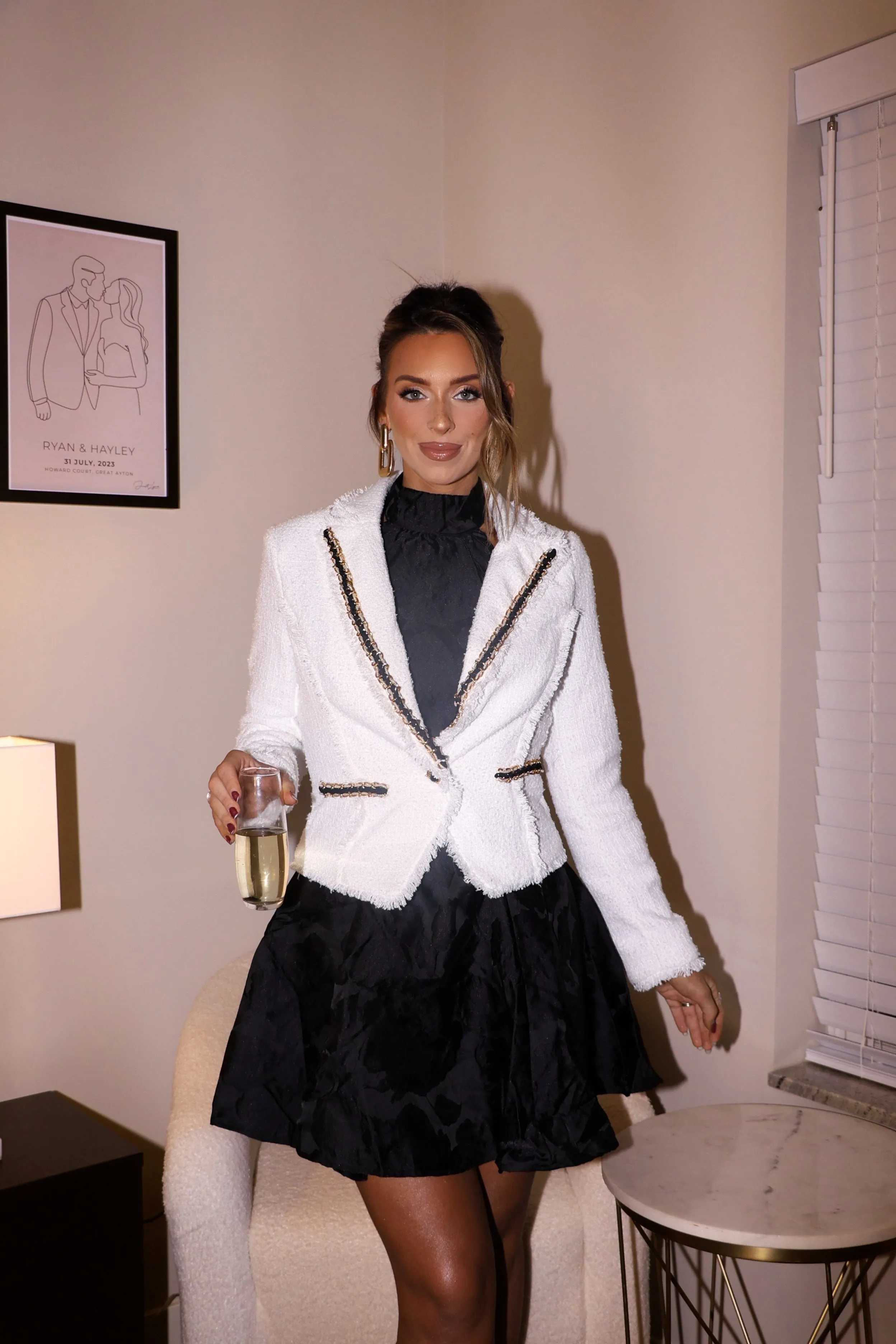 White Tweed Jewel Jacket sold by LANE 201