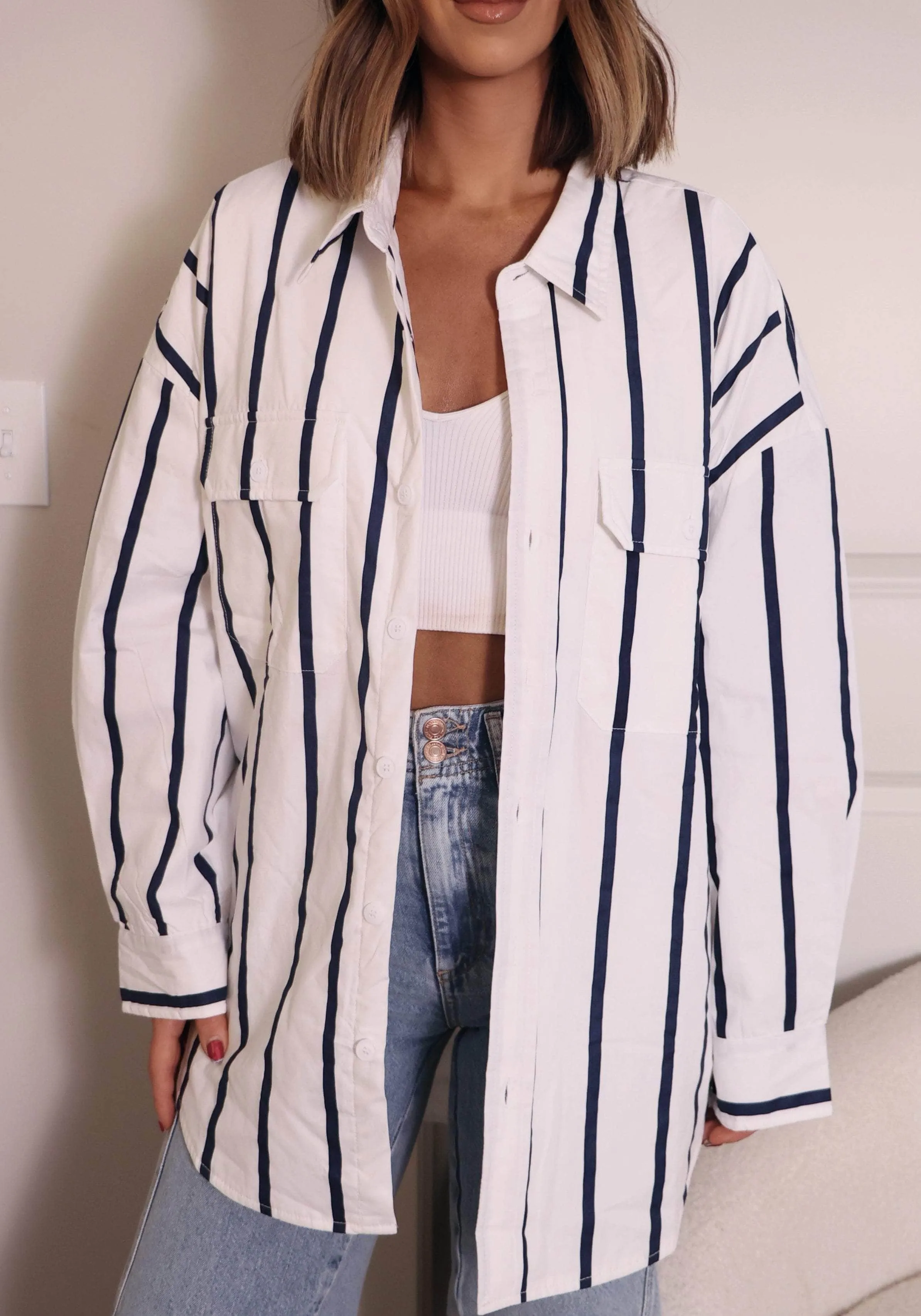Striped Padded Oversized Shacket sold by LANE 201 product image thumbnail 2