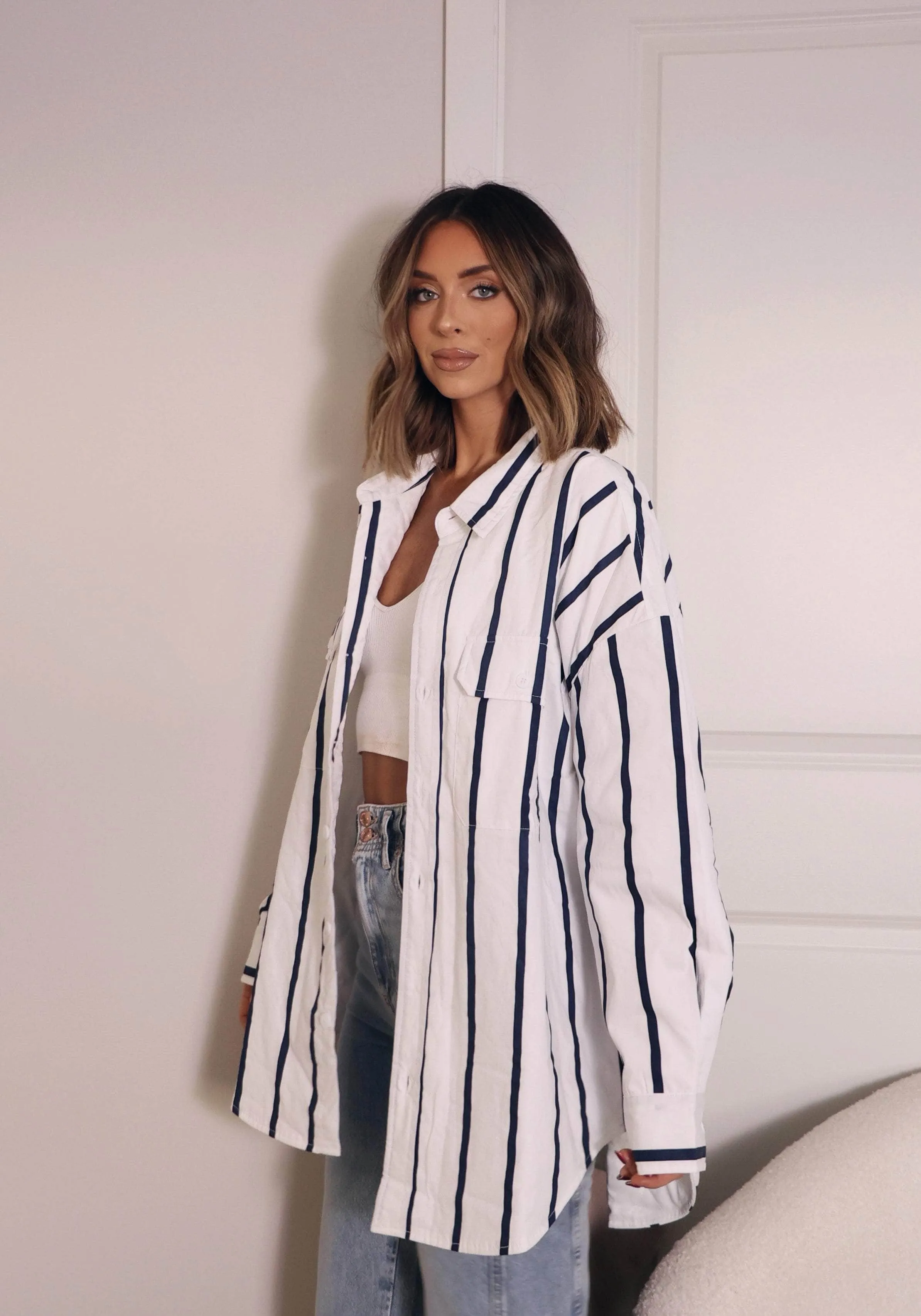 Striped Padded Oversized Shacket sold by LANE 201 product image thumbnail 5