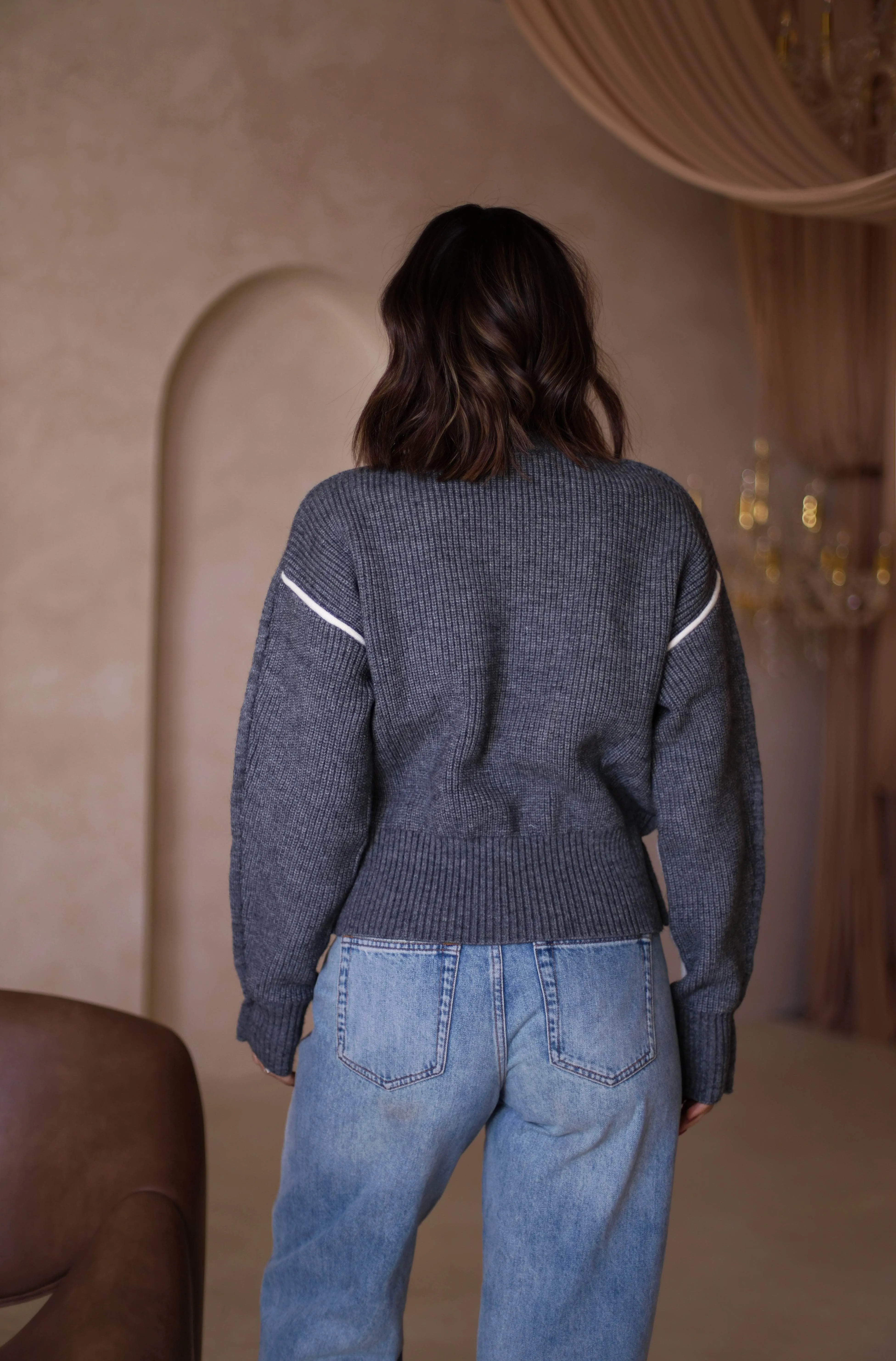 Charcoal Color Block Turtleneck Sweater sold by LANE 201 product image thumbnail 2