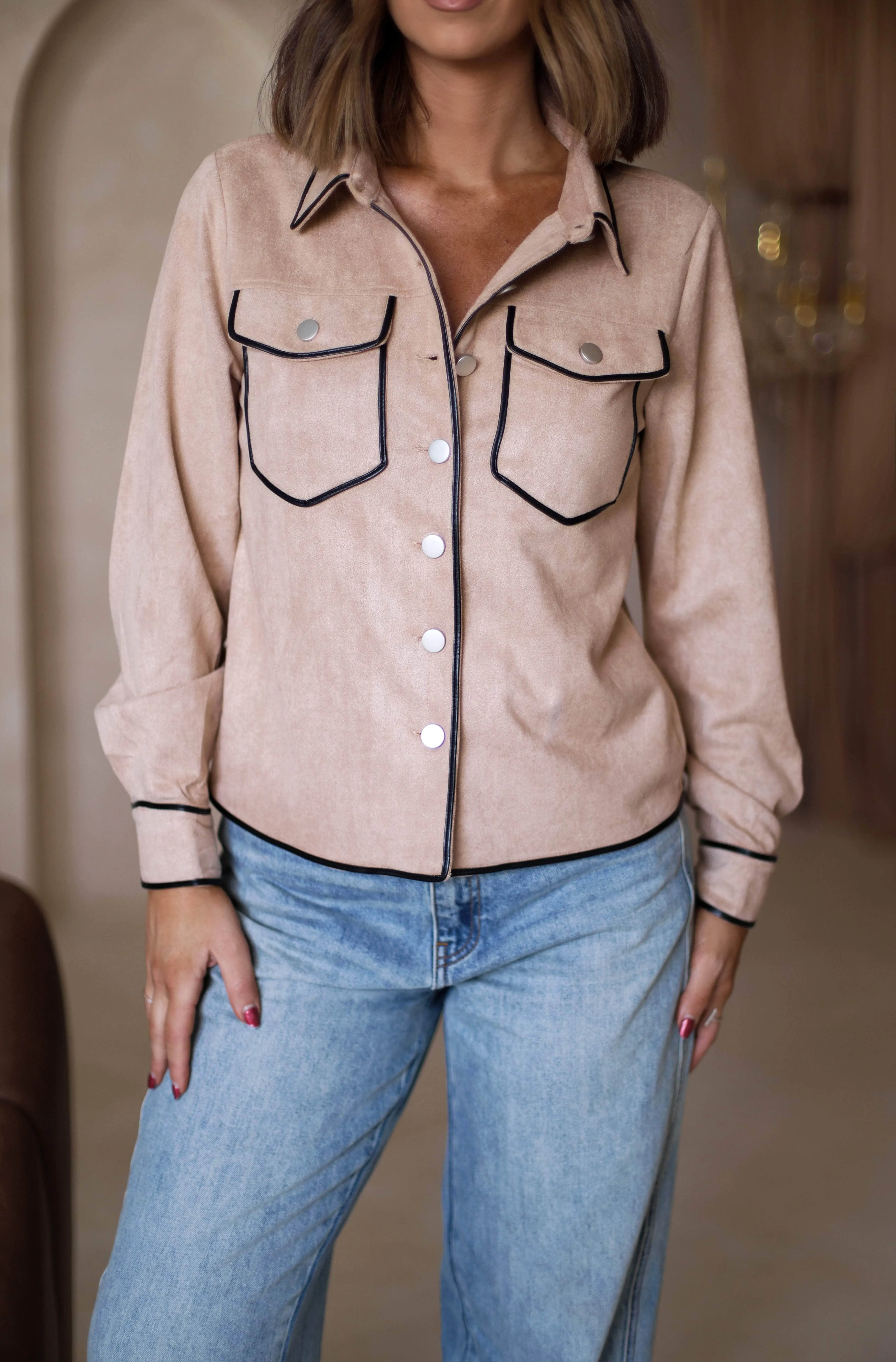 Leather Binding Suede Jacket sold by LANE 201 product image thumbnail 2