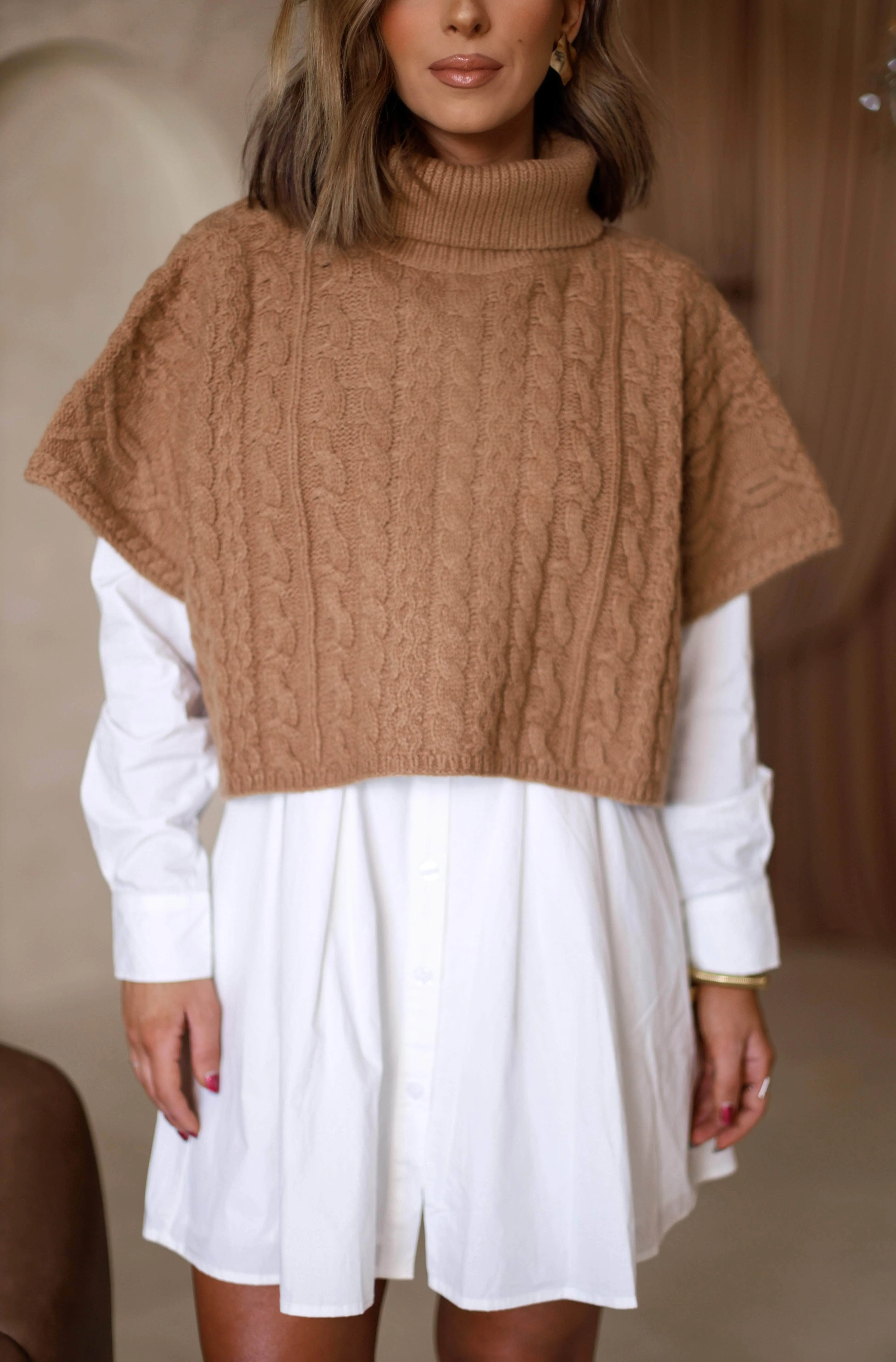 Beige Cable Knit Vest sold by LANE 201 product image thumbnail 2
