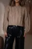 Beige Cable Knit Crop Sweater sold by LANE 201