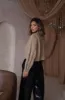 Beige Cable Knit Crop Sweater sold by LANE 201