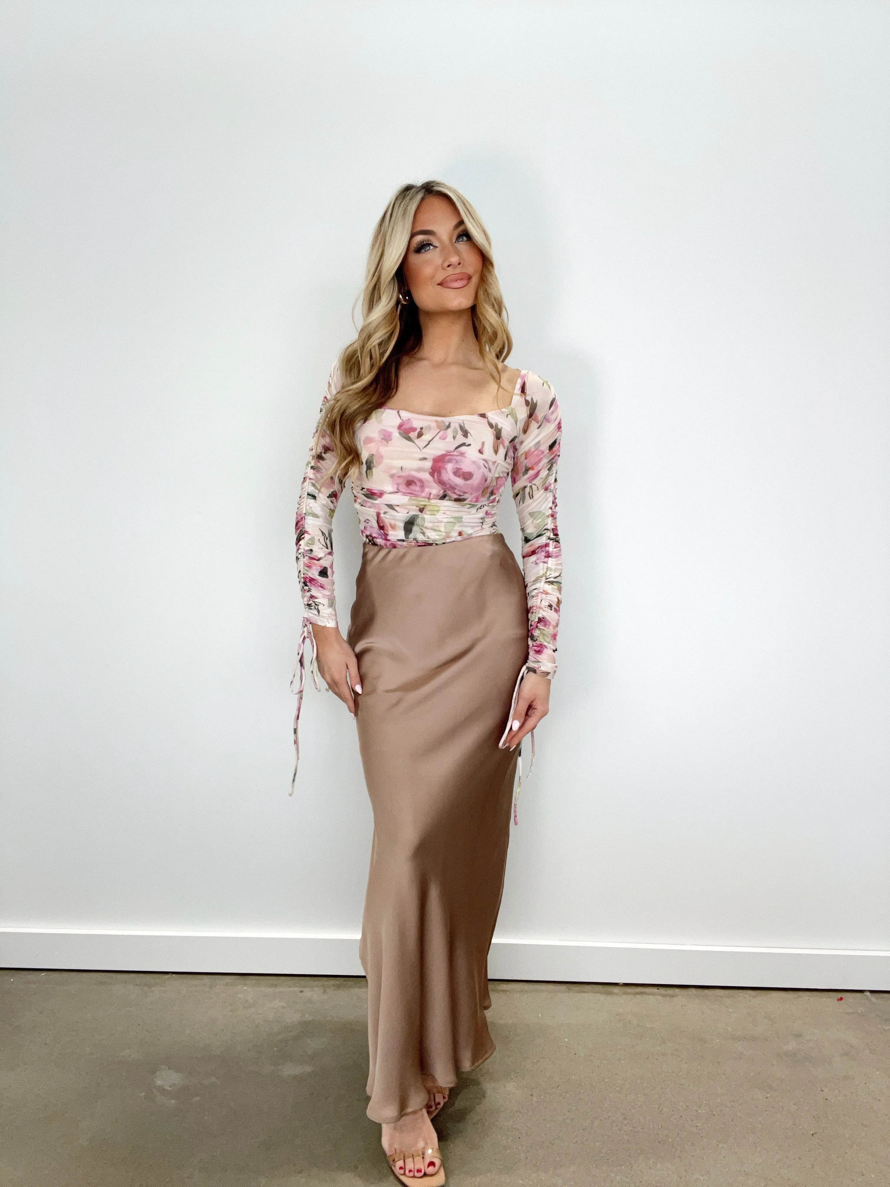 Floral Mesh Ruched Bodysuit sold by LANE 201 product image thumbnail 3