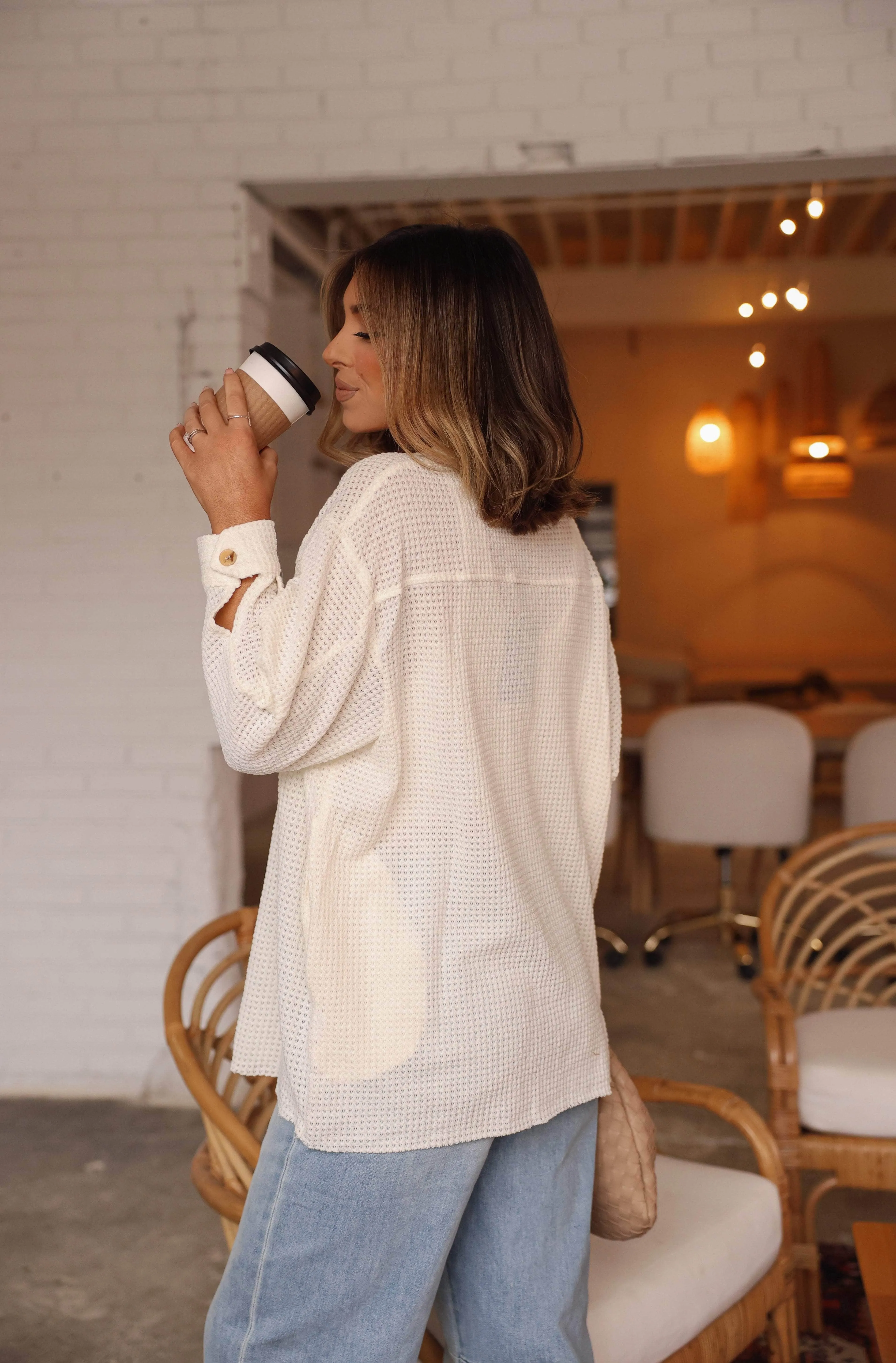 Waffle Knit Button Down sold by LANE 201 product image thumbnail 3