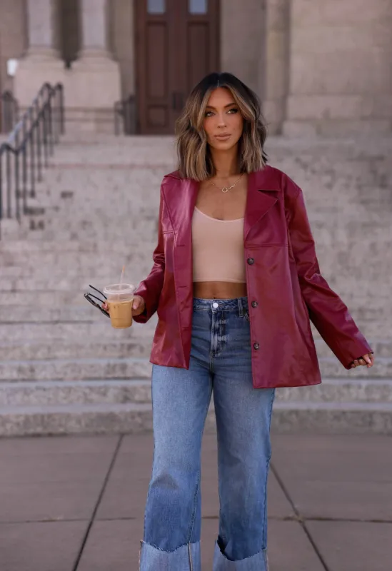 Red Leather Jacket sold by LANE 201