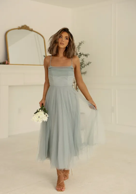 Sage Tulle Midi Dress sold by LANE 201
