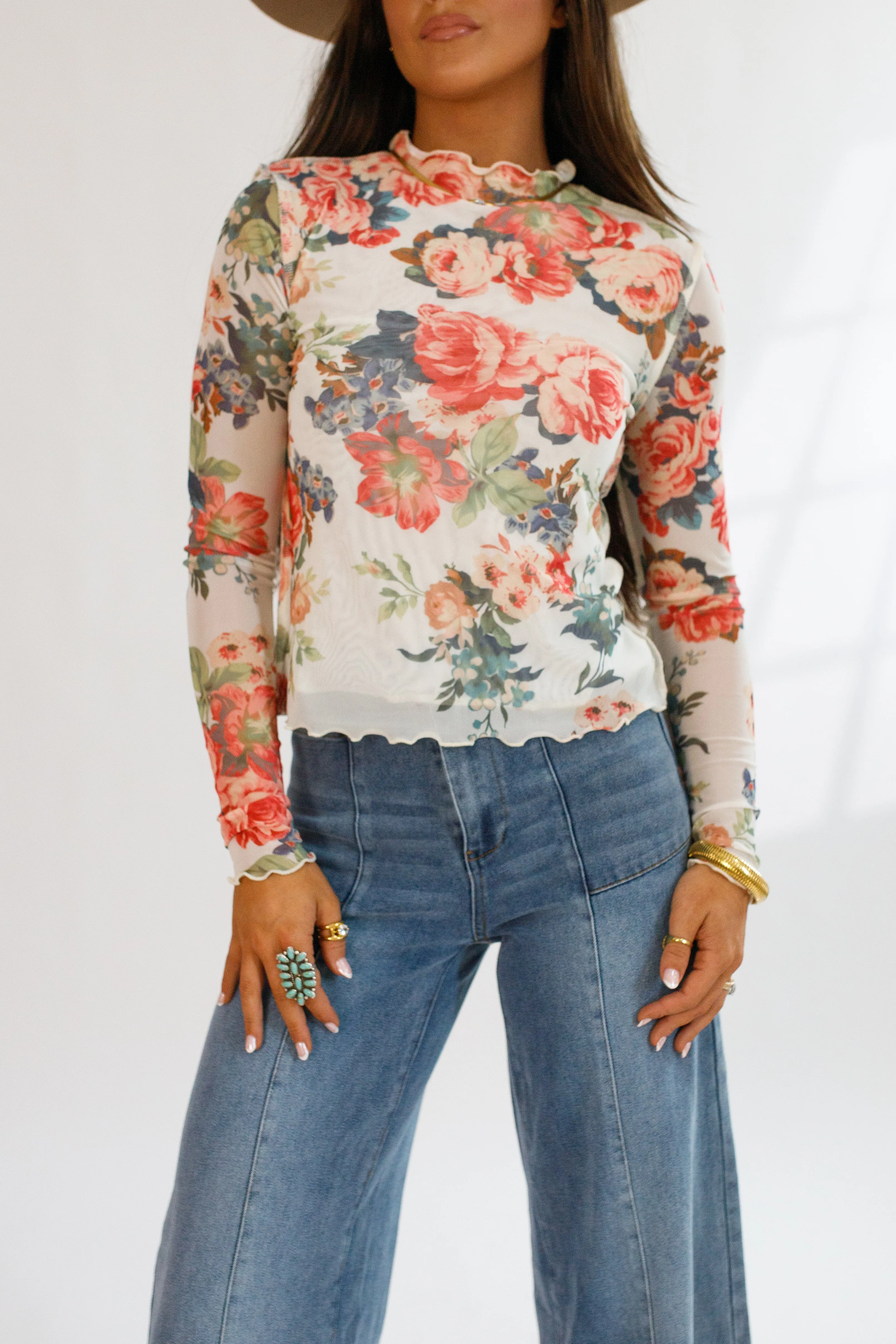 Wild Rose Mesh Top sold by LANE 201 product image thumbnail 3