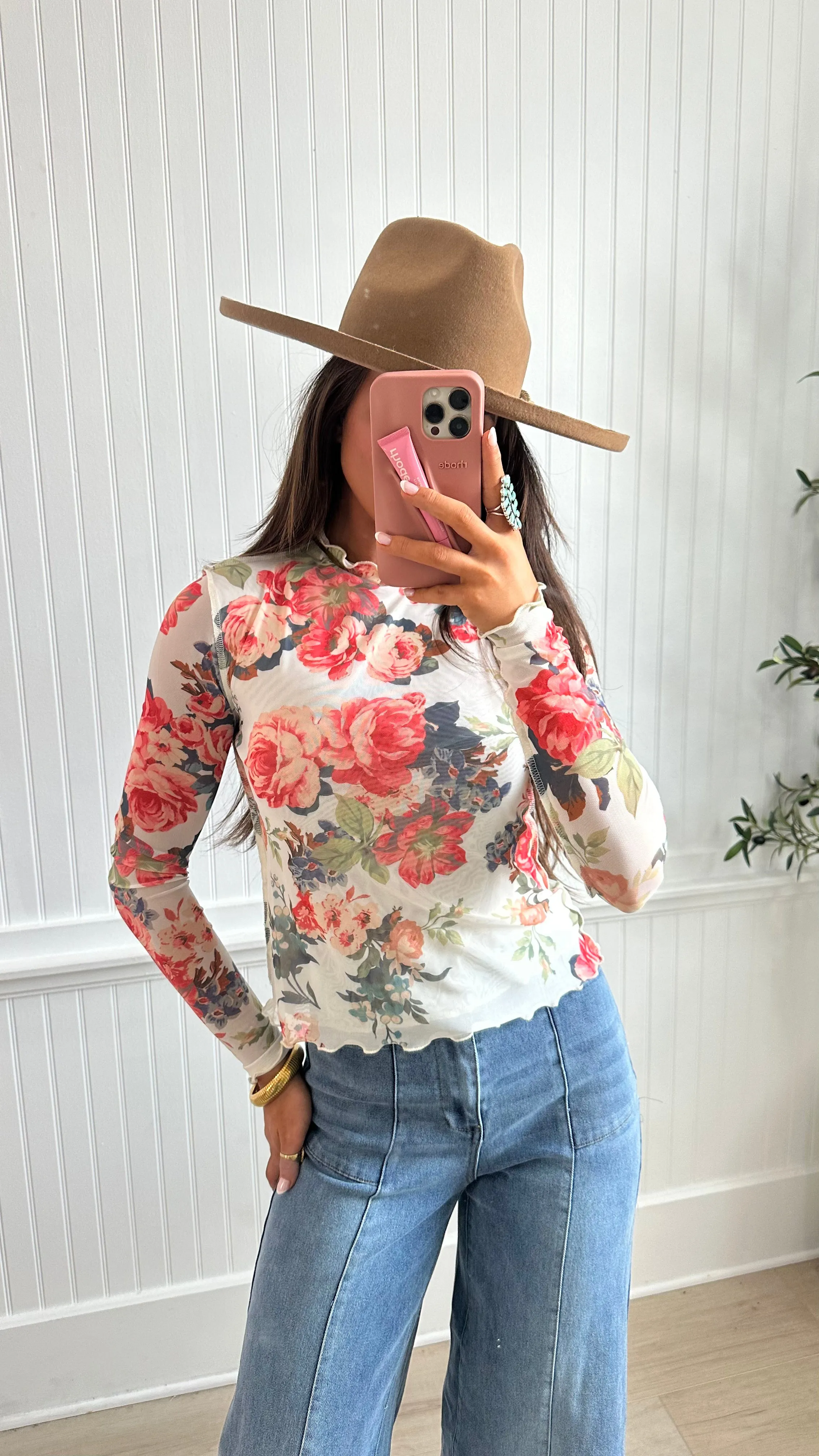 Wild Rose Mesh Top sold by LANE 201