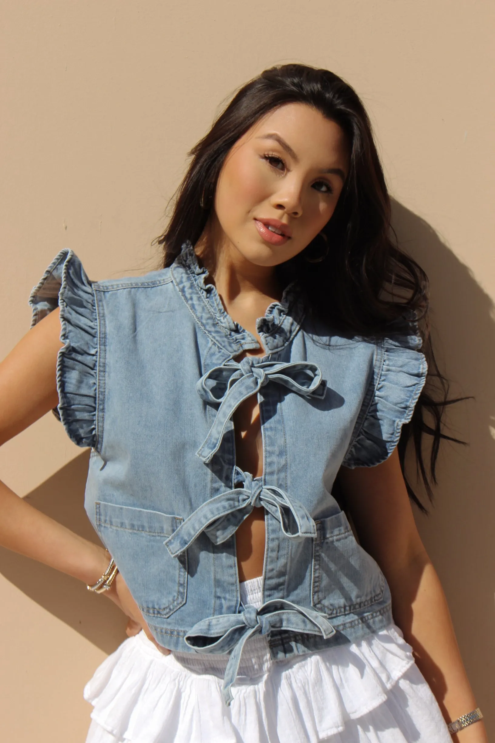 Everly Denim Tie Top sold by LANE 201 product image thumbnail 5