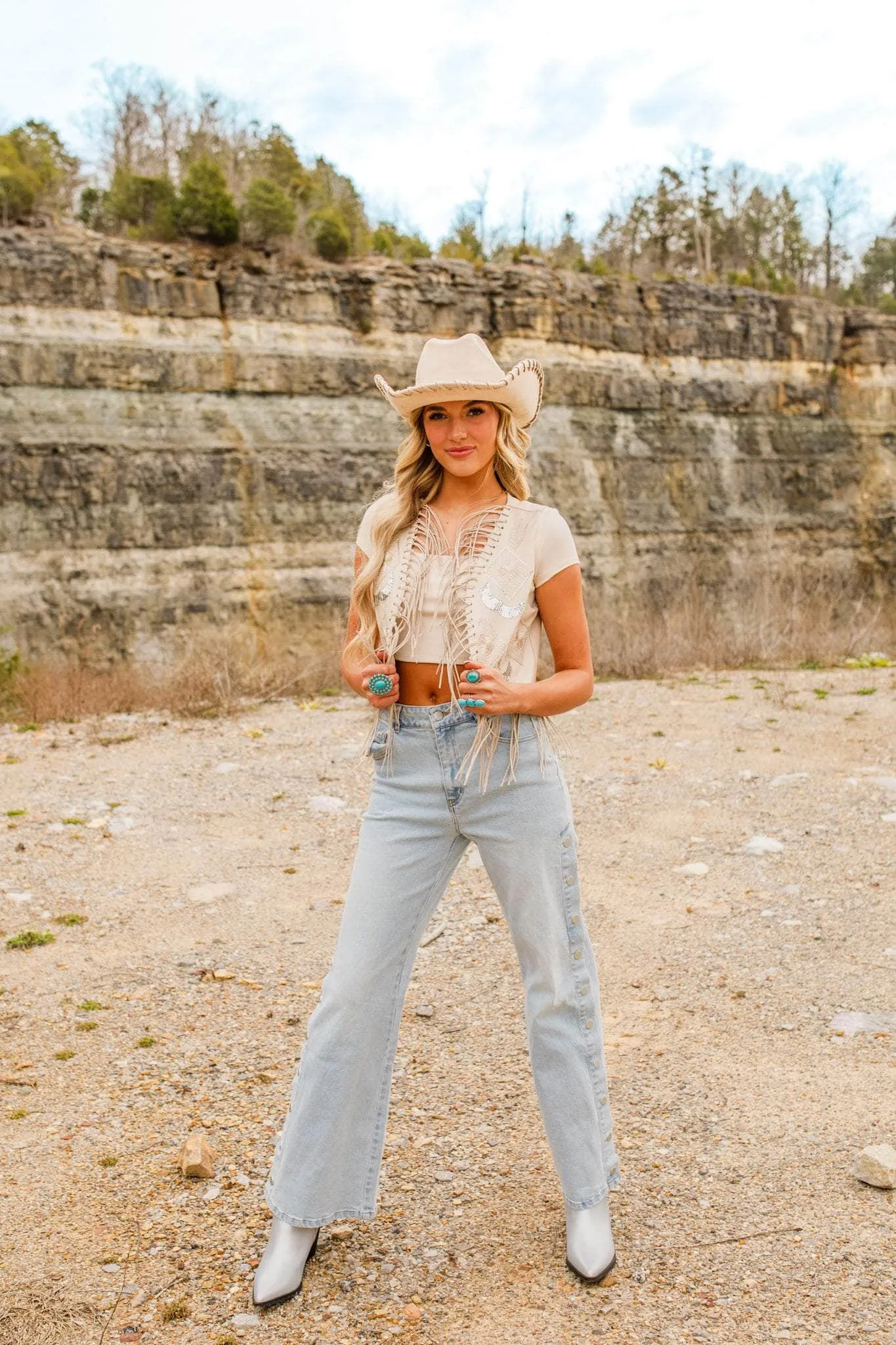 Snap Up Wide Leg Denim sold by LANE 201 product image thumbnail 4