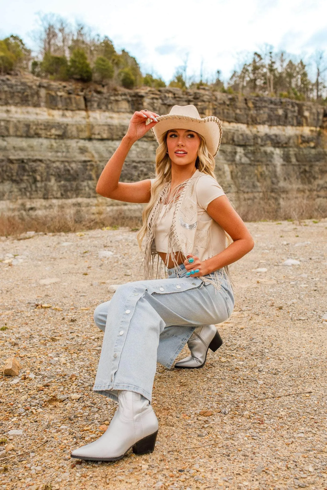 Snap Up Wide Leg Denim sold by LANE 201 product image thumbnail 5