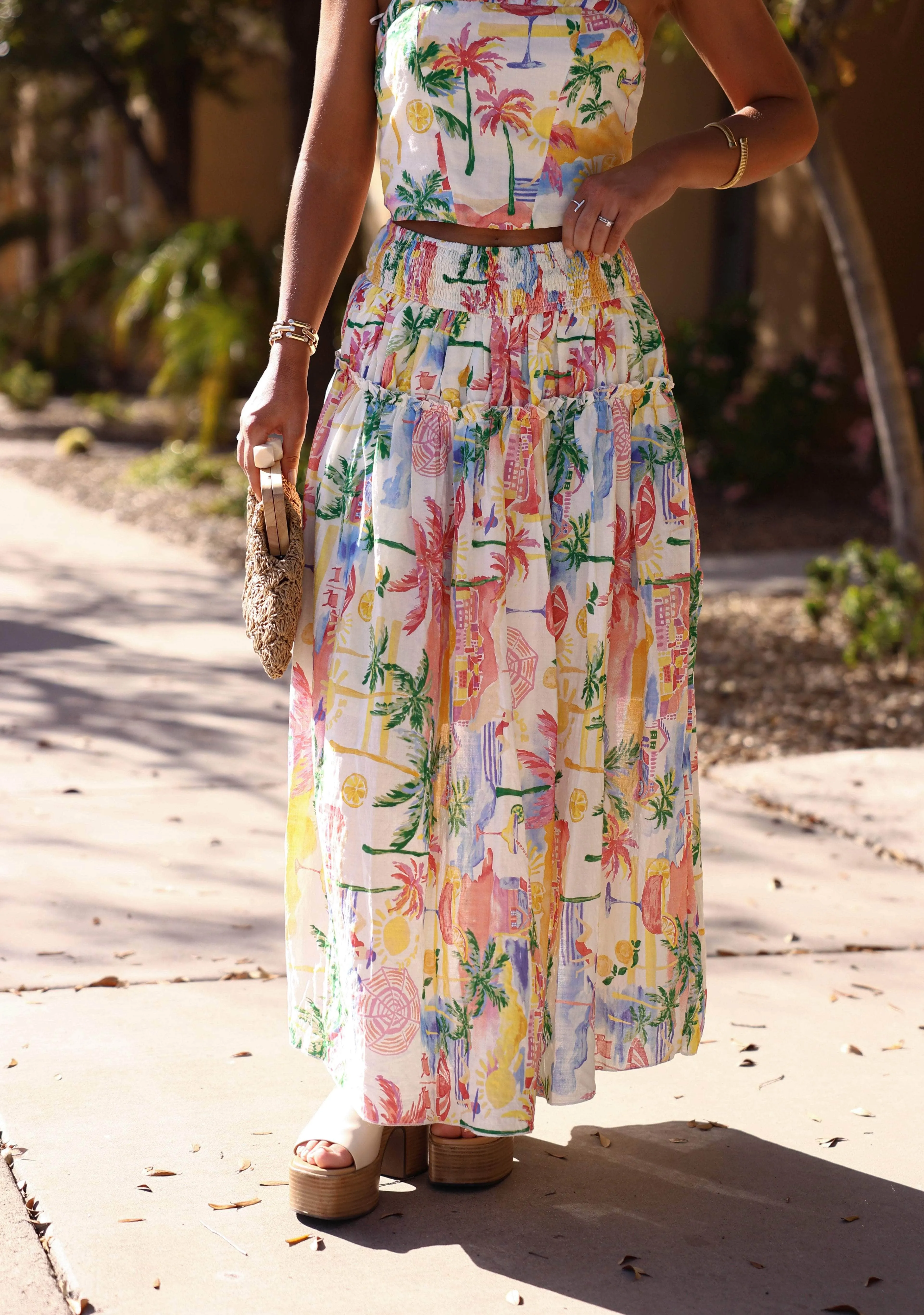 Painted Palms Skirt sold by LANE 201